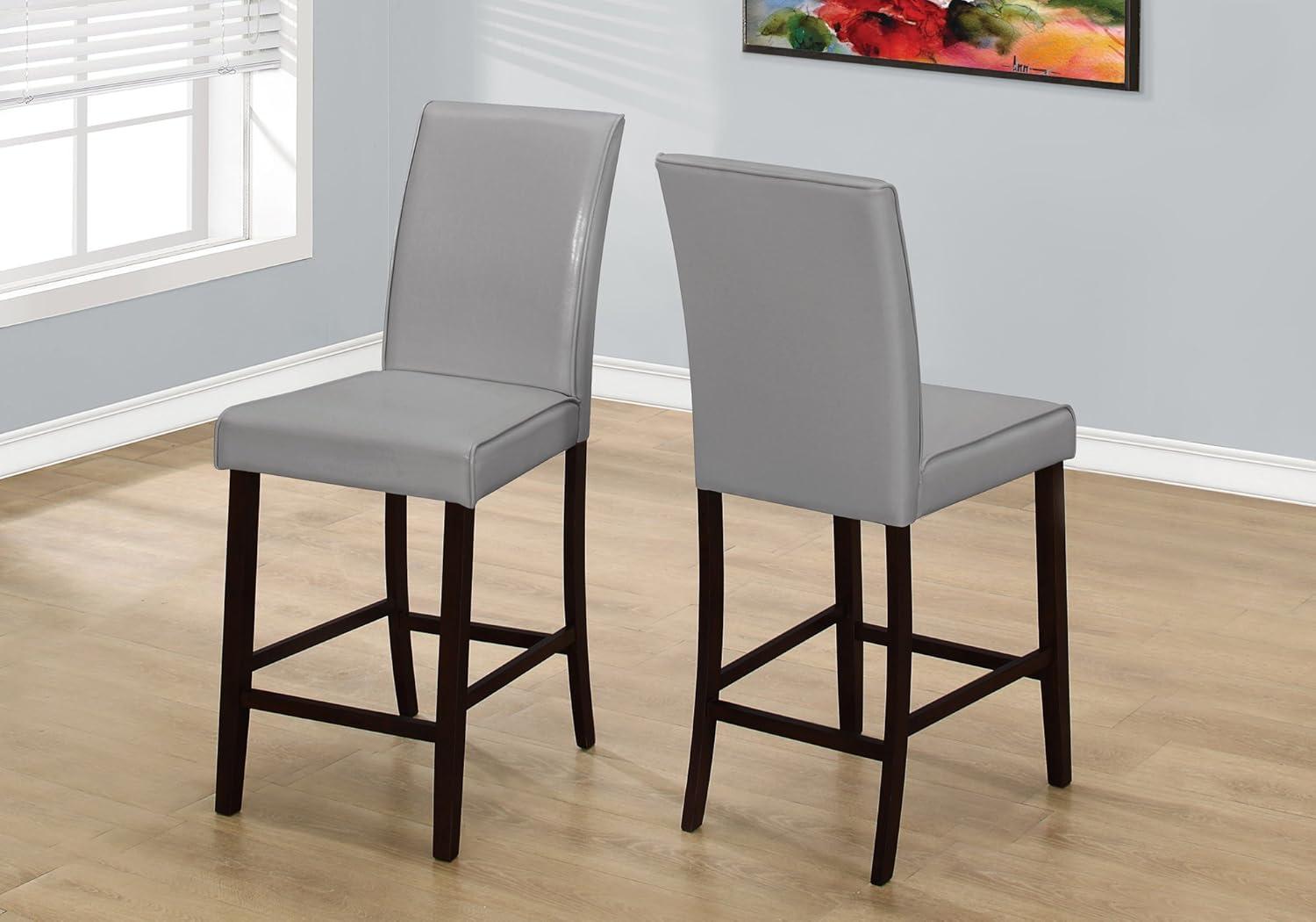 Monarch Specialties Dining Chair, Set Of 2, Counter Height, Upholstered, Dining Room, PU, Wood