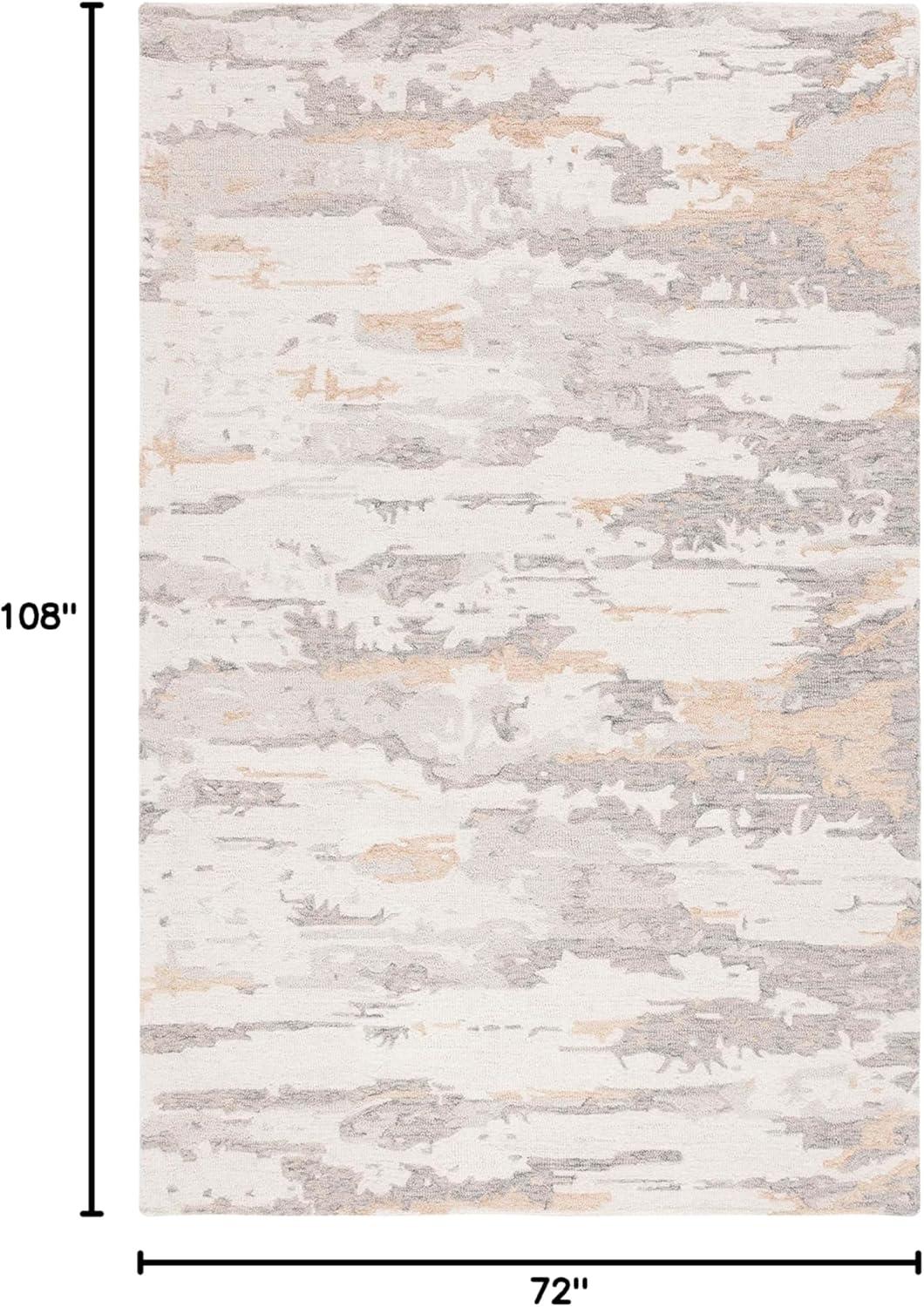 SAFAVIEH Abstract Seachlann Distressed Abstract Wool Area Rug, Ivory/Grey, 6' x 9'