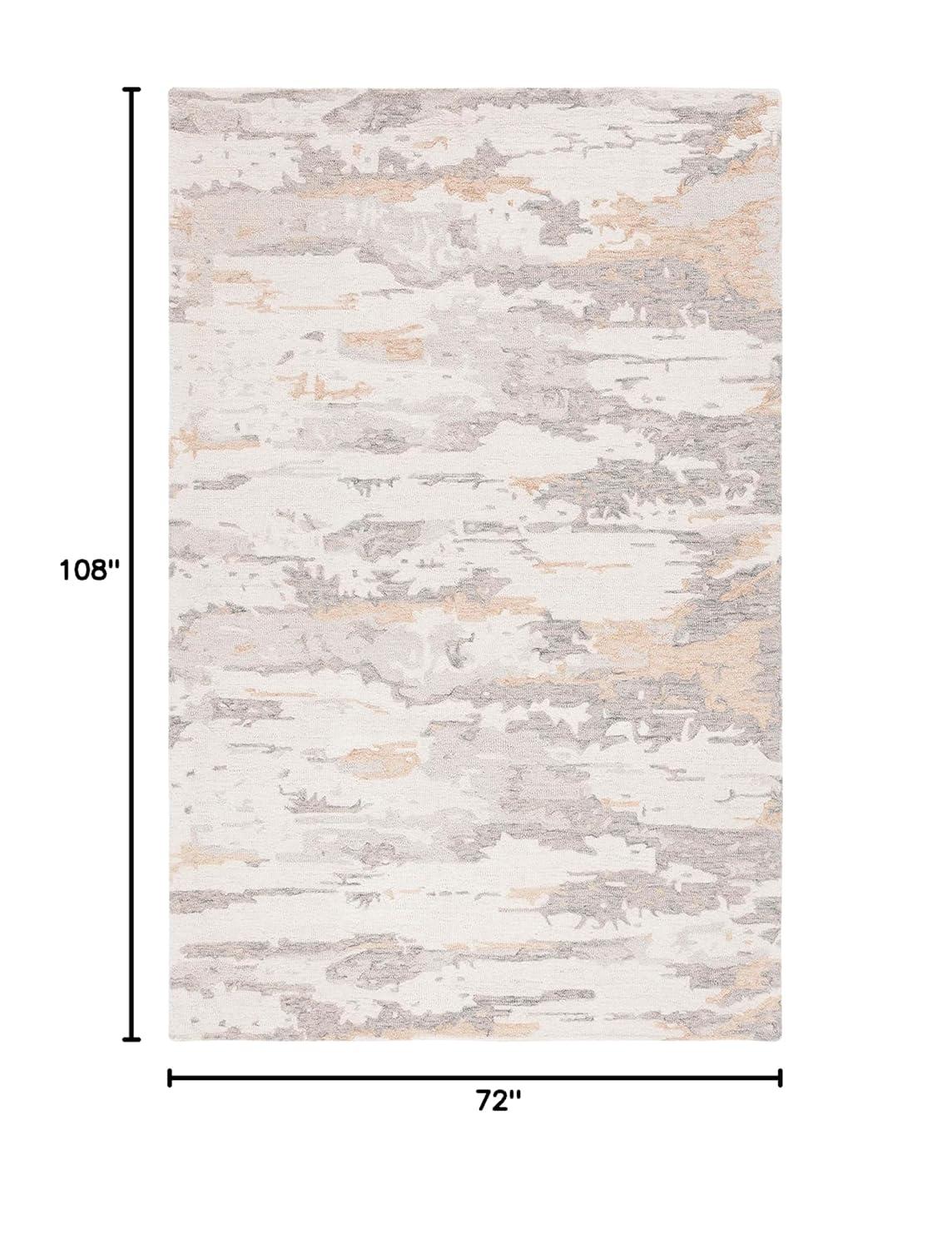 SAFAVIEH Abstract Seachlann Distressed Abstract Wool Area Rug, Ivory/Grey, 6' x 9'