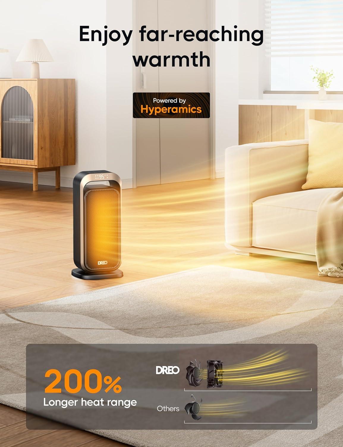 Gold and Black Electric Oscillating Space Heater with Thermostat