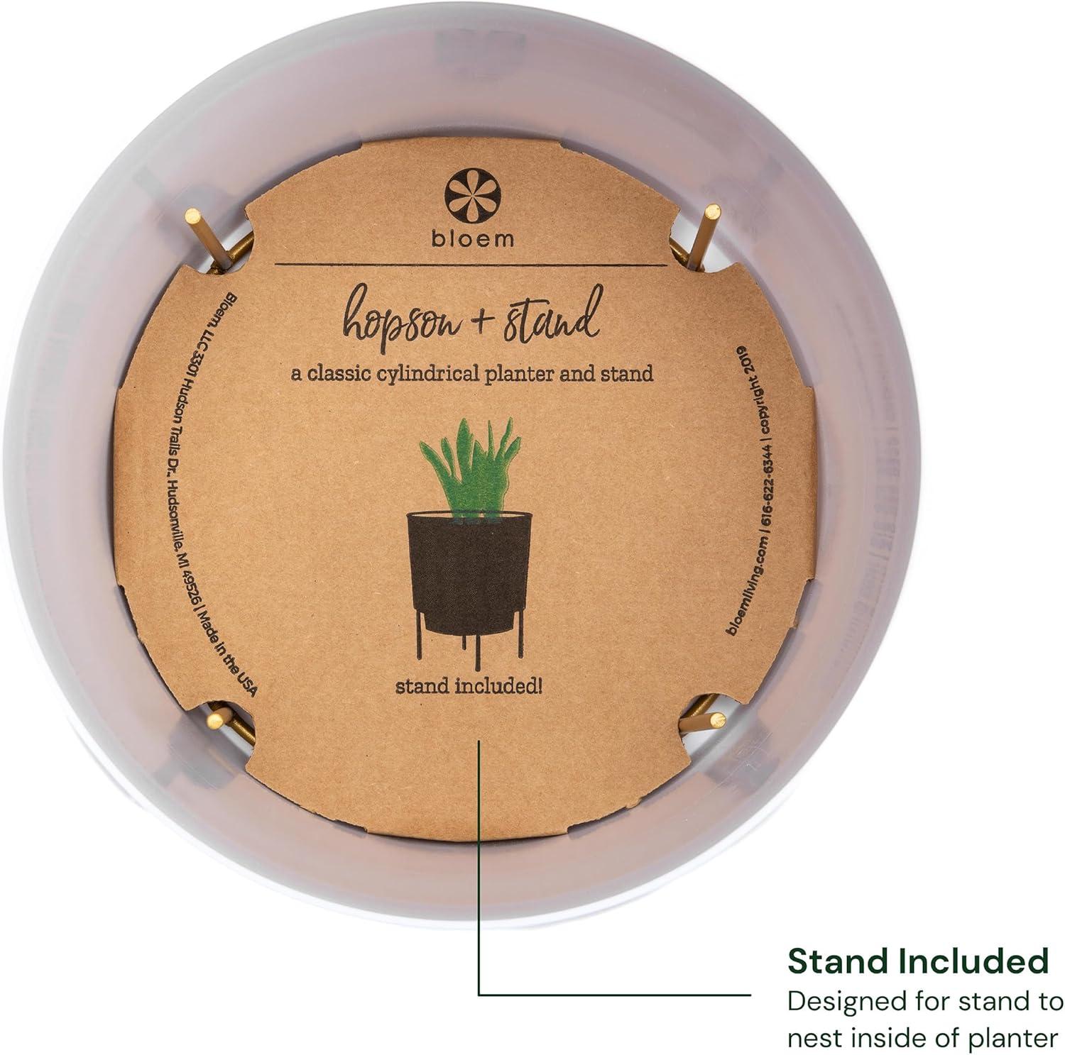 Bloem Hopson 12 in. H X 10 in. D Metal/Plastic Planter with Stand Casper White