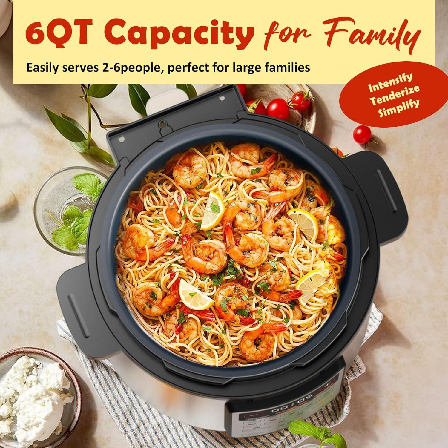 Fullwill Electric Pressure Cooker Uni 6qt, 9-in-1 Multi-Functional Slow Cooker, Rice Cooker, Yogurt Maker, Cake Maker, Sauté Pan, Steamer, Food Warmer, Soup Maker