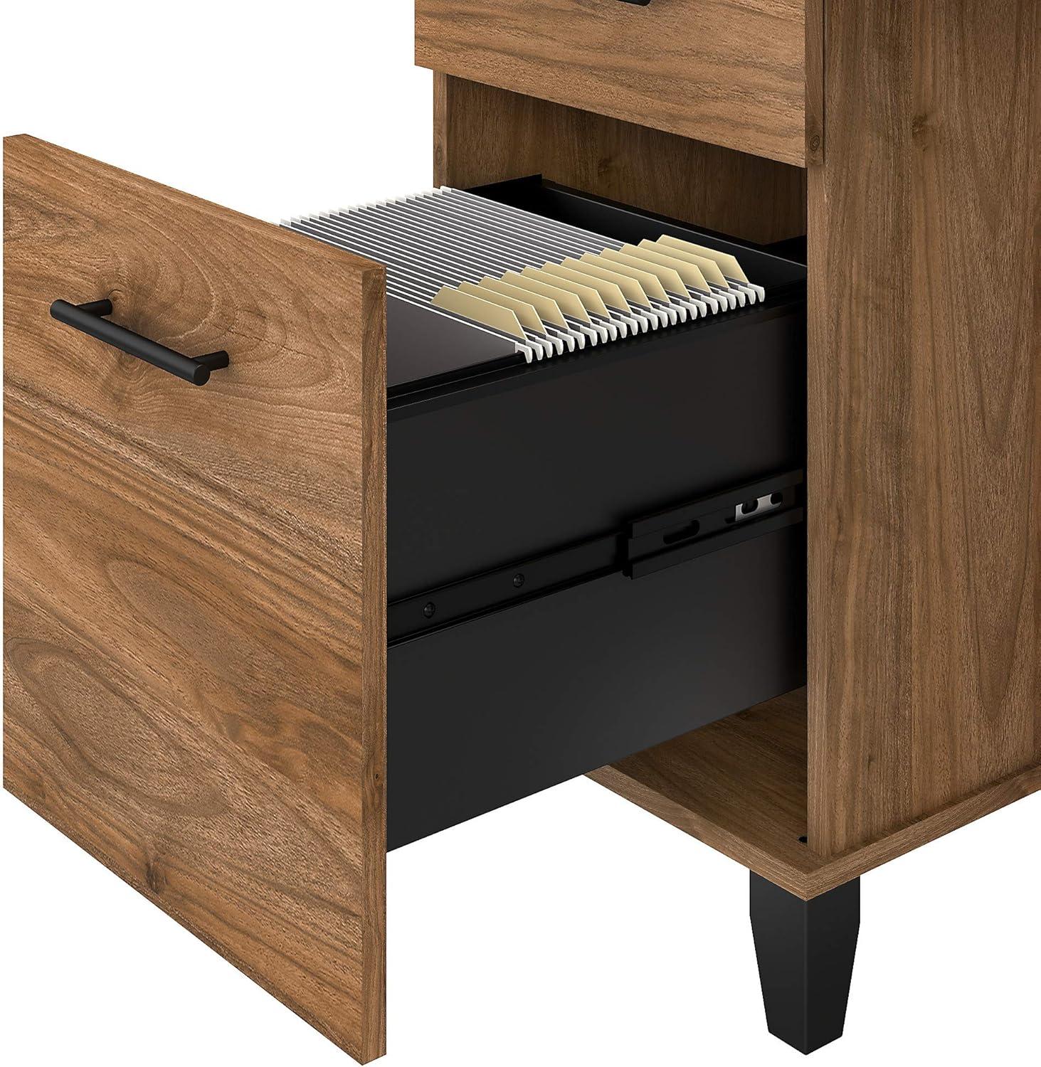 Elegant Fresh Walnut Engineered Wood Office Desk with Hutch and Drawers