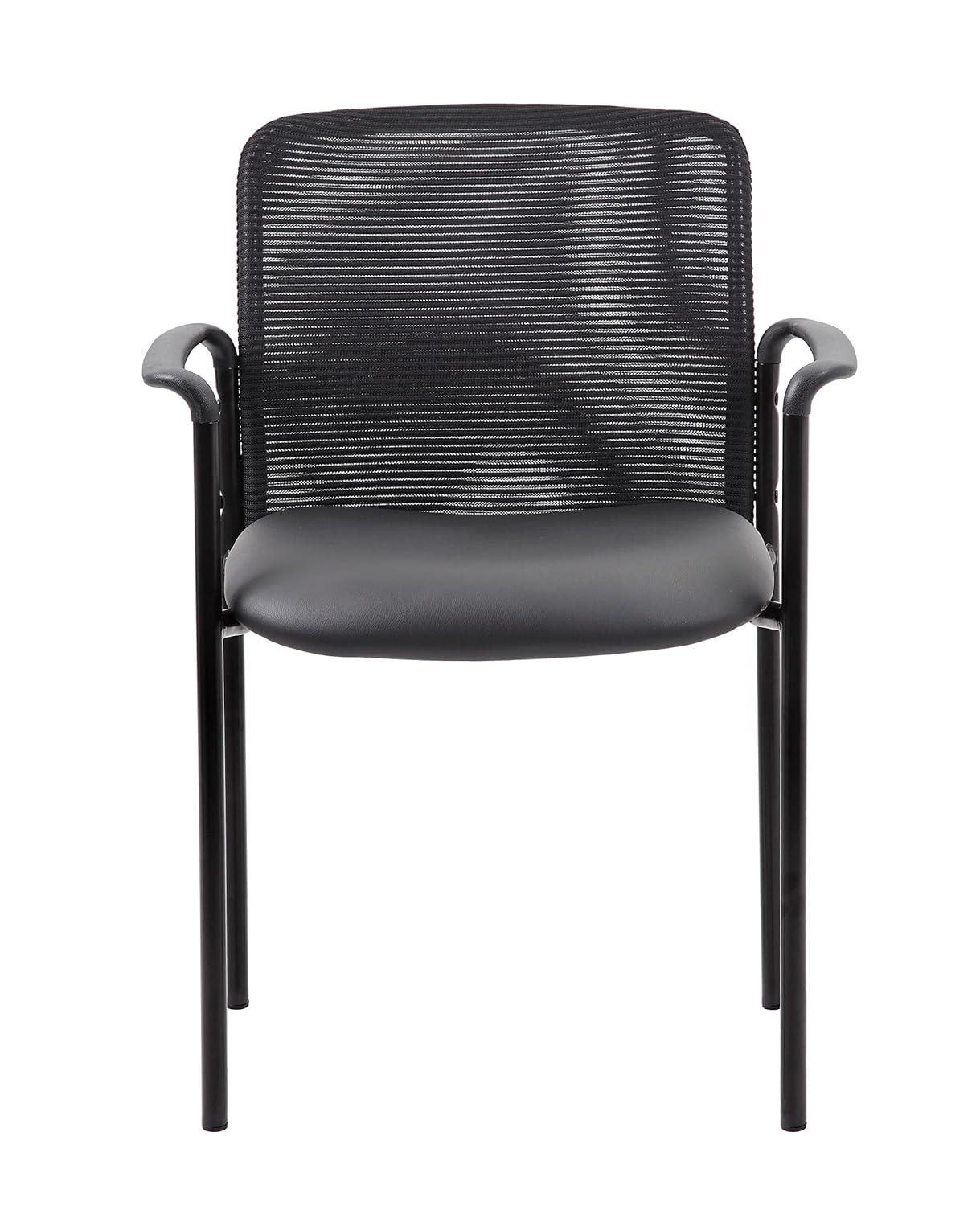Guest Chair Black - Boss Office Products: Modern Upholstered Office Seating with Lumbar Support, Fixed Arms