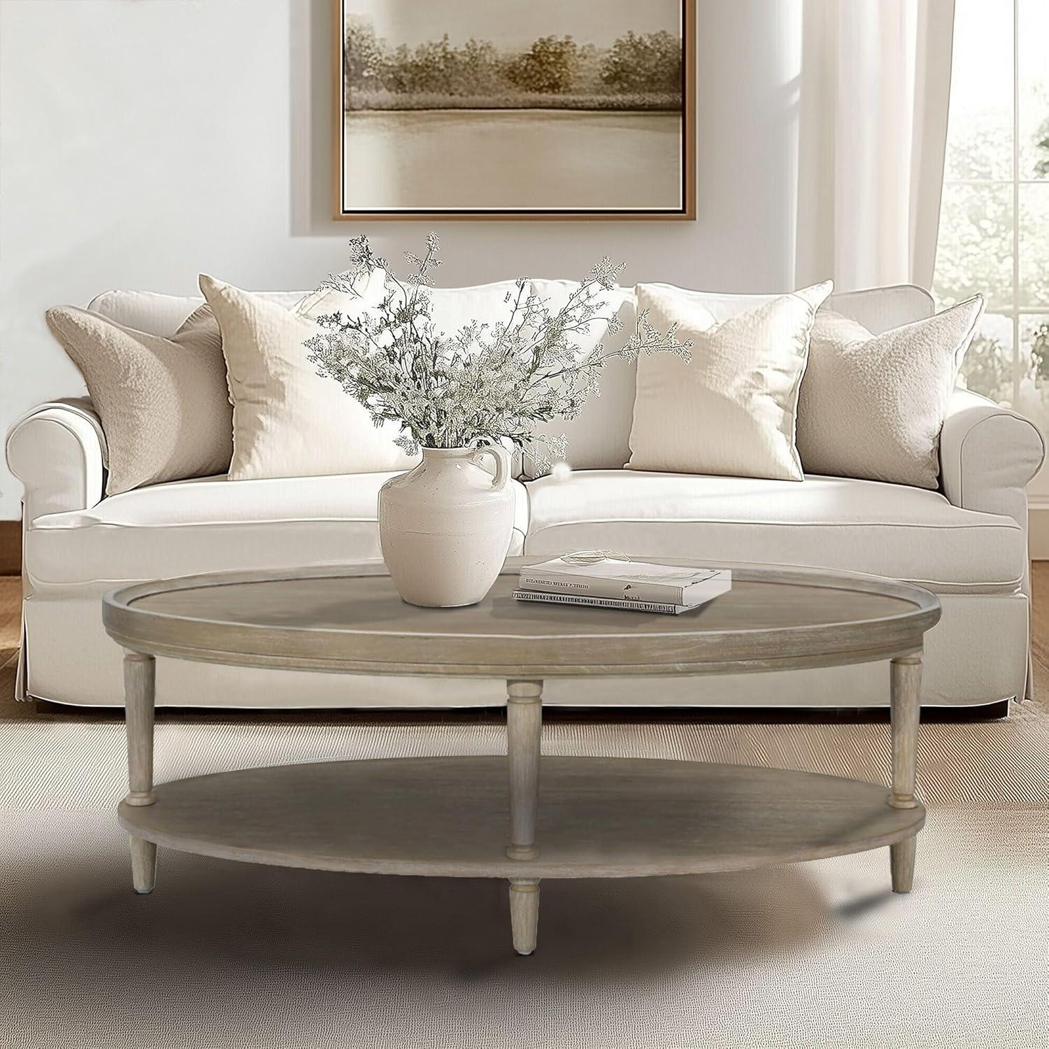 Ayanna Oval Coffee Table With Shelf