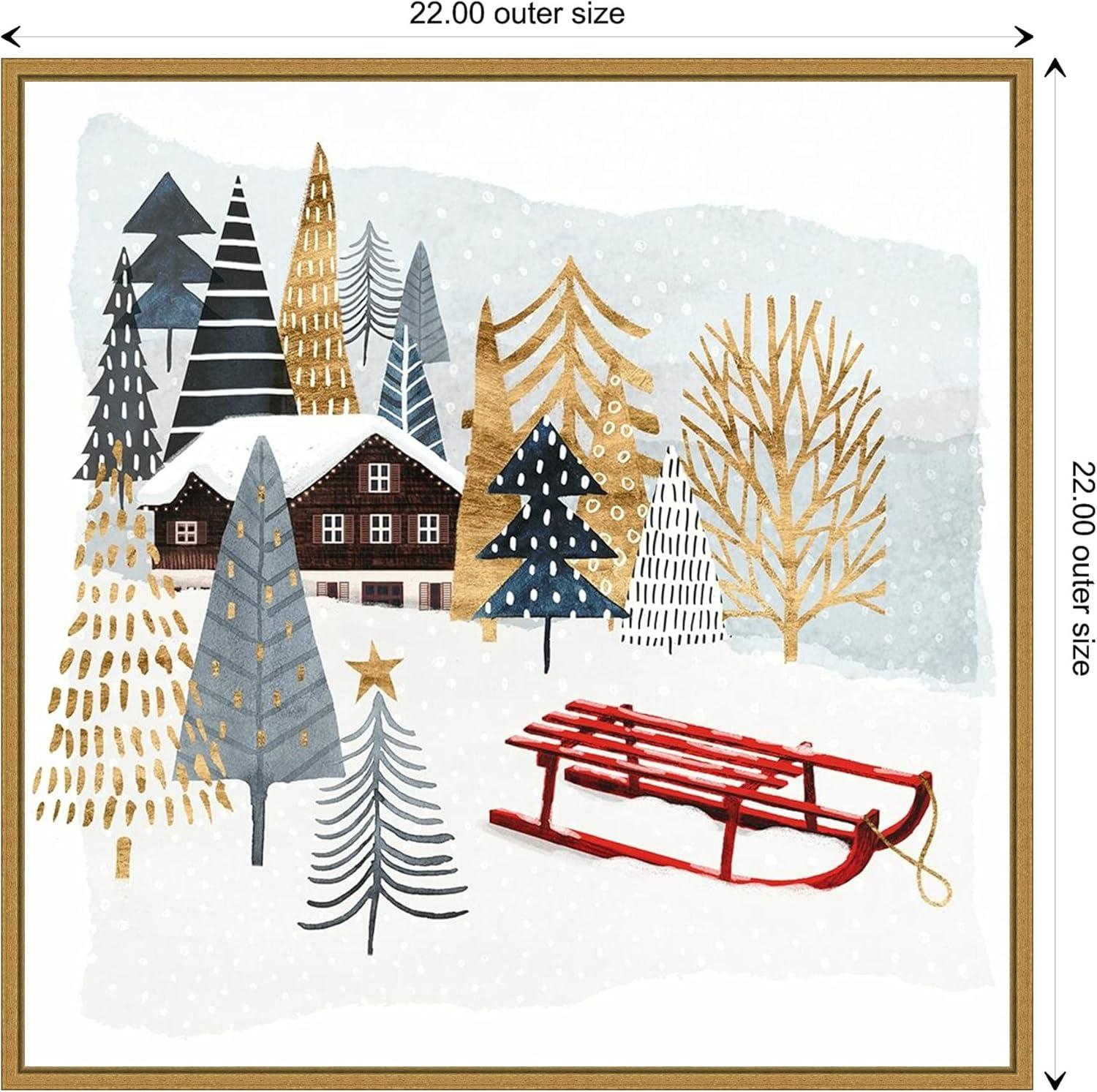 Amanti Art Christmas Chalet II Framed Canvas Wall Art Print