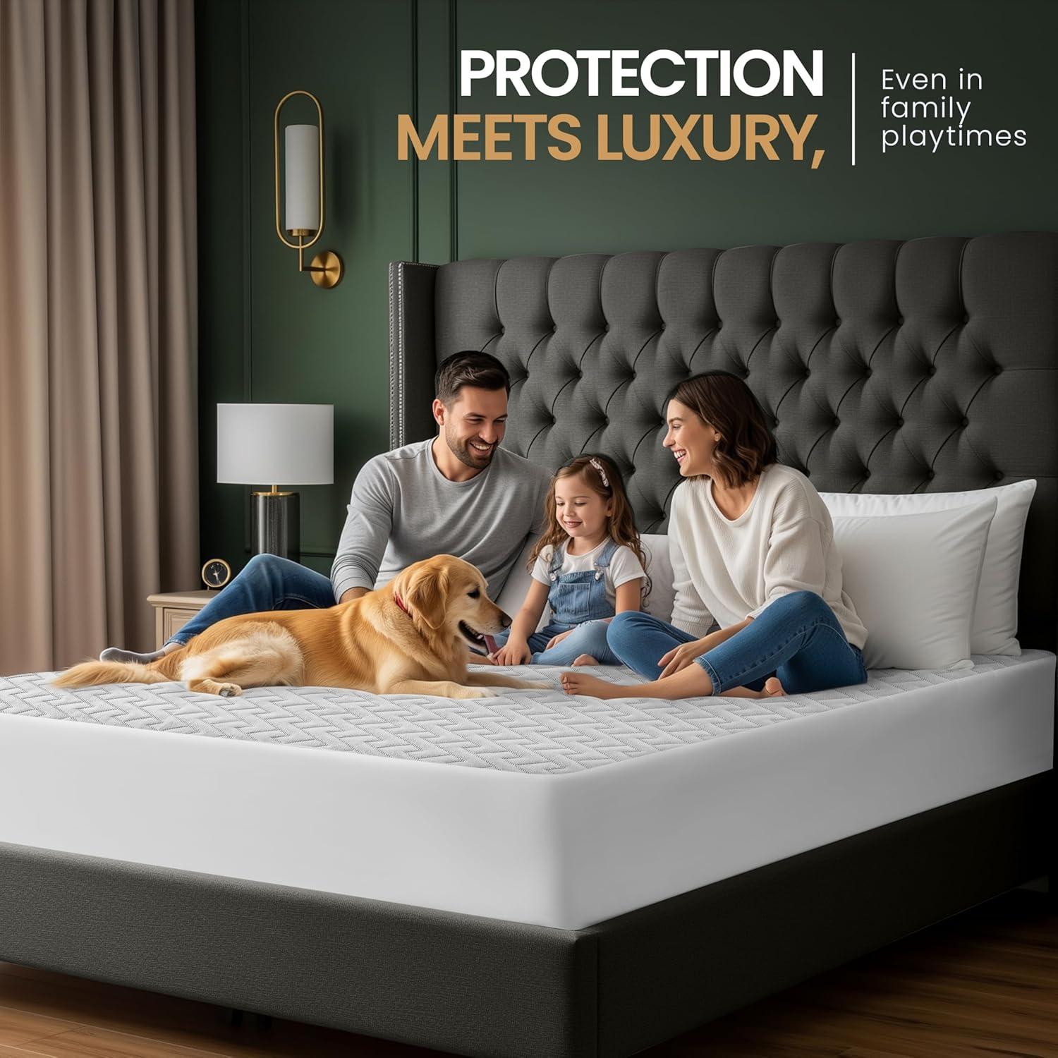 Utopia Bedding Waterproof Mattress Protector Full Size, Premium 3D Air Soft Fabric Mattress Cover, Fits 15 Inches Deep, Breathable, Fitted Style with Stretchable Pockets