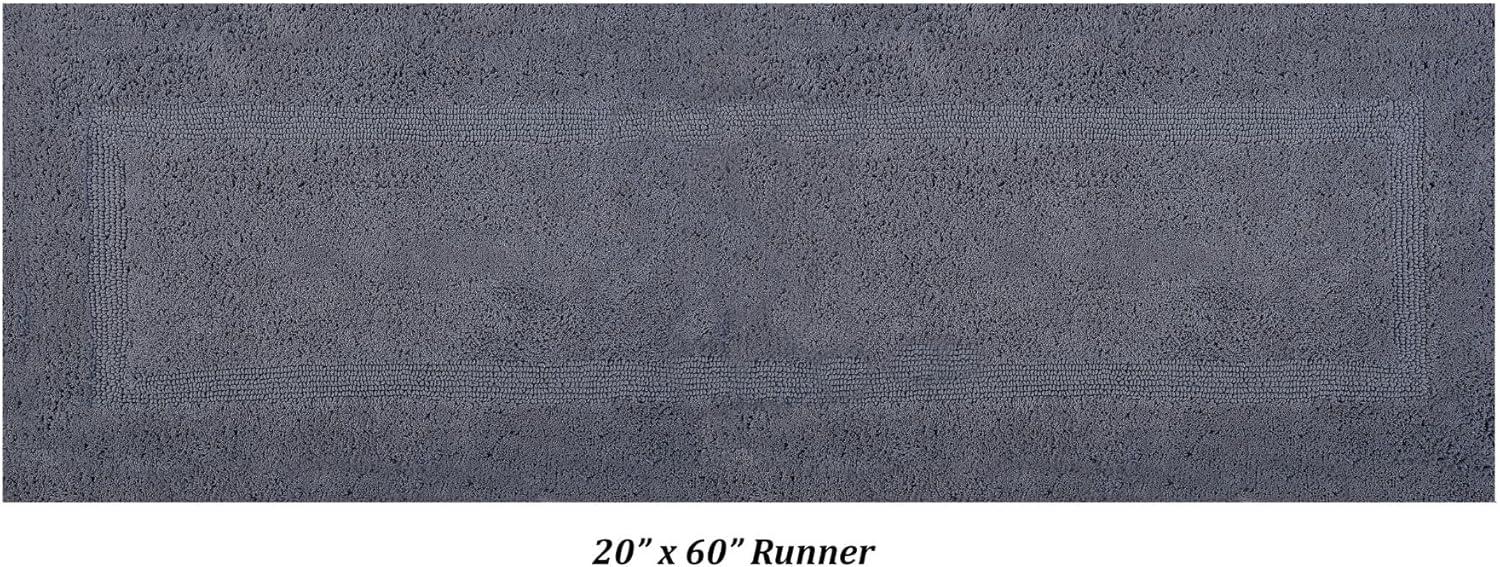 Better Trends Lux 100% Cotton Tufted Solid Reversible Bath Rug Set 3 PC (20" x 20" | 21" x 34" | 20" x 60") - Gray