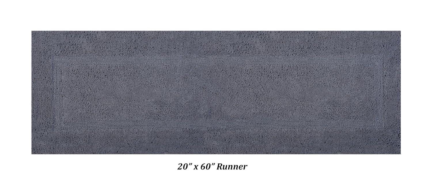 Better Trends Lux 100% Cotton Tufted Solid Reversible Bath Rug Set 3 PC (20" x 20" | 21" x 34" | 20" x 60") - Gray