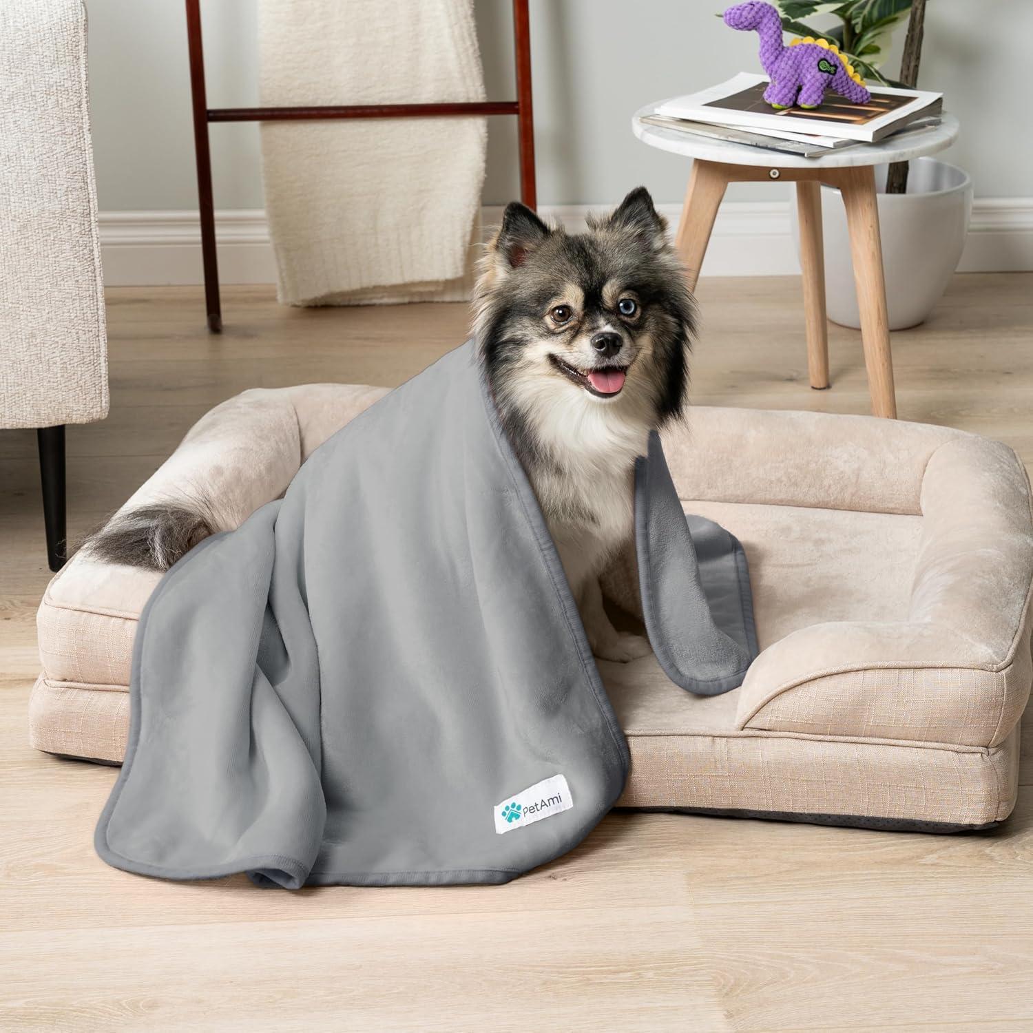 PetAmi Waterproof Dog Blanket For Pet Cat, Faux Shearling Fleece Couch Cover, Soft Plush Washable Reversible Throw