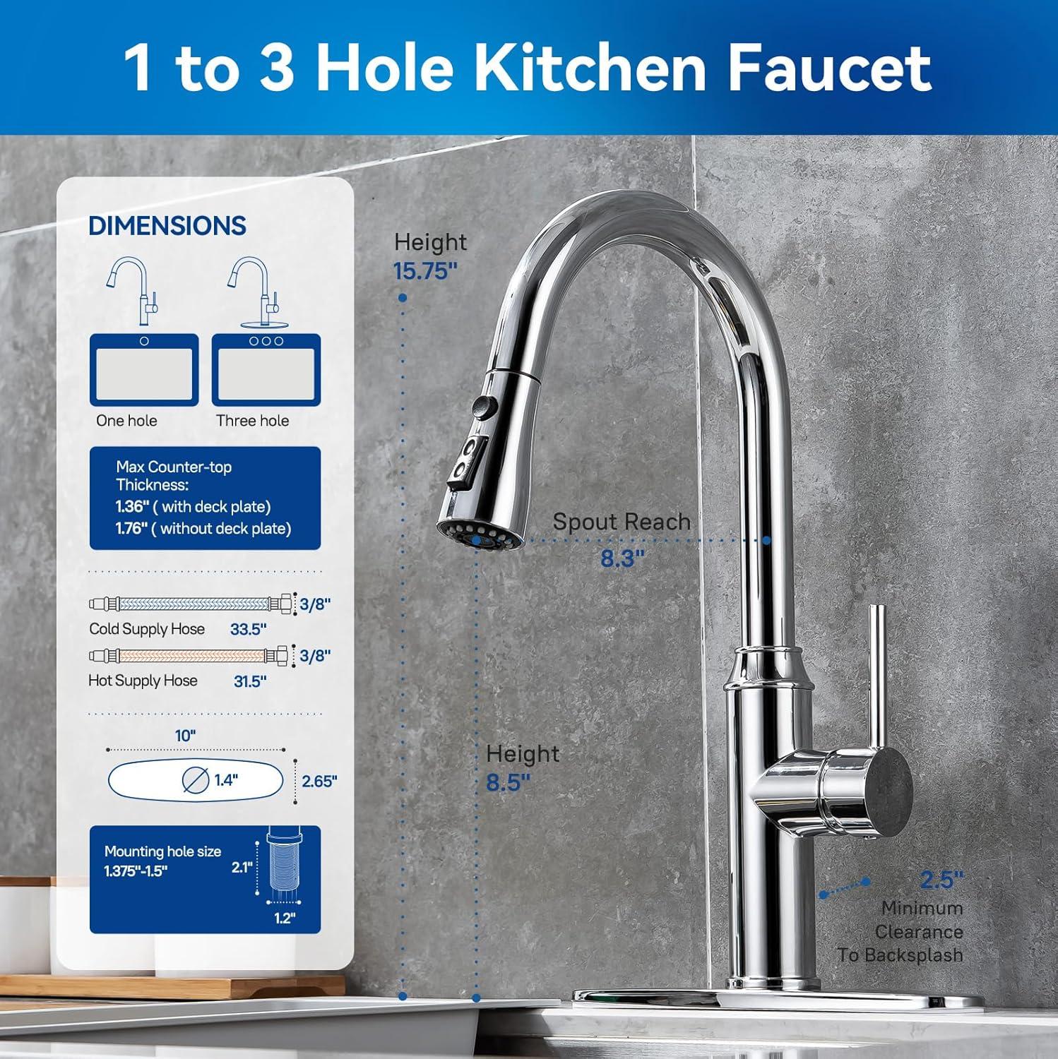 GAGALIFE Single Handle Pull Down Sprayer Kitchen Faucet High Arc Stainless Steel Faucet with 3-Function Sprayer JJL-CL-PT-SDP-C