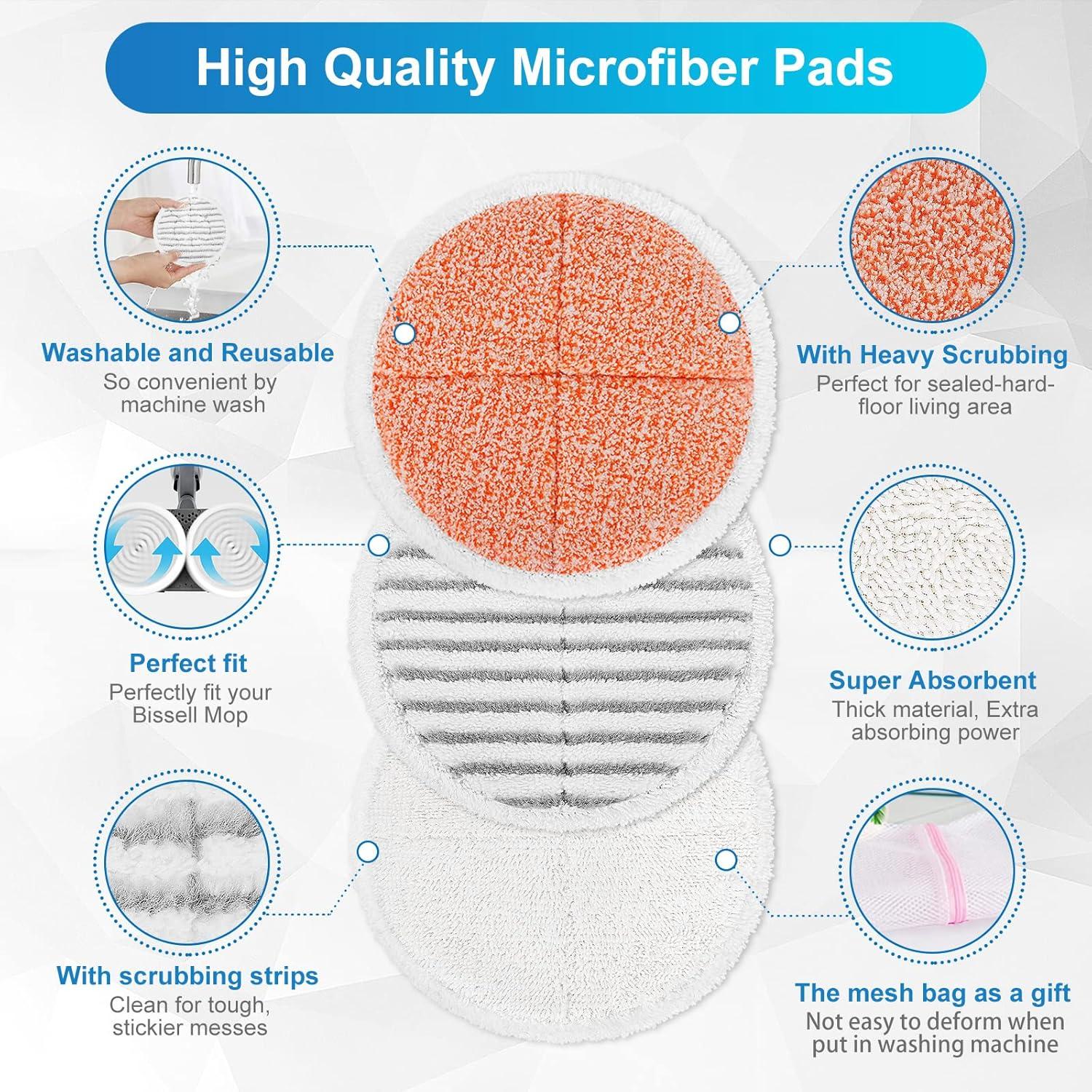 6 Pack 2124 2037 2039A 20399 20391 Steam Mop Pads Replacement Compatible with Bissell Spinwave Hard Mop Cleaner