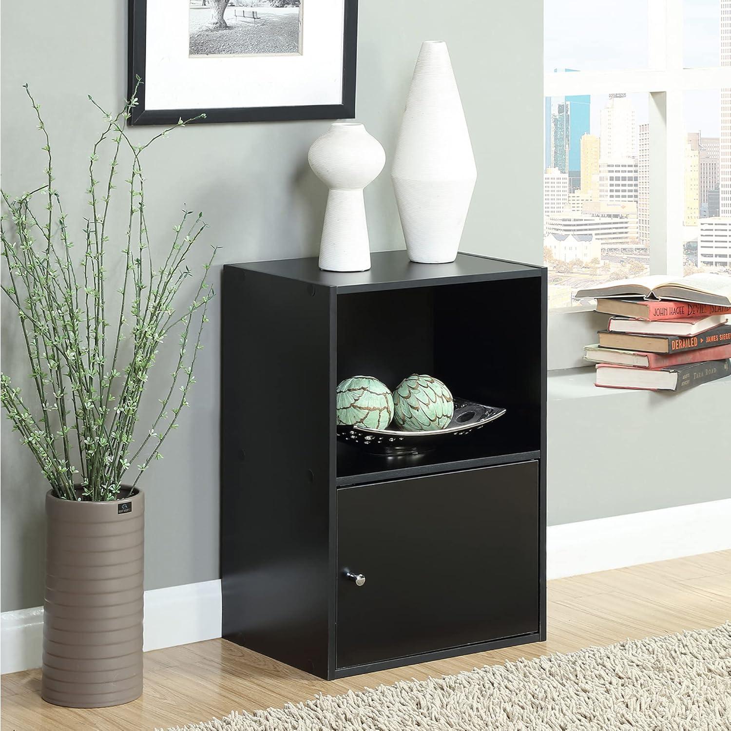 Black Compact Office Storage Cabinet with Chrome Knob