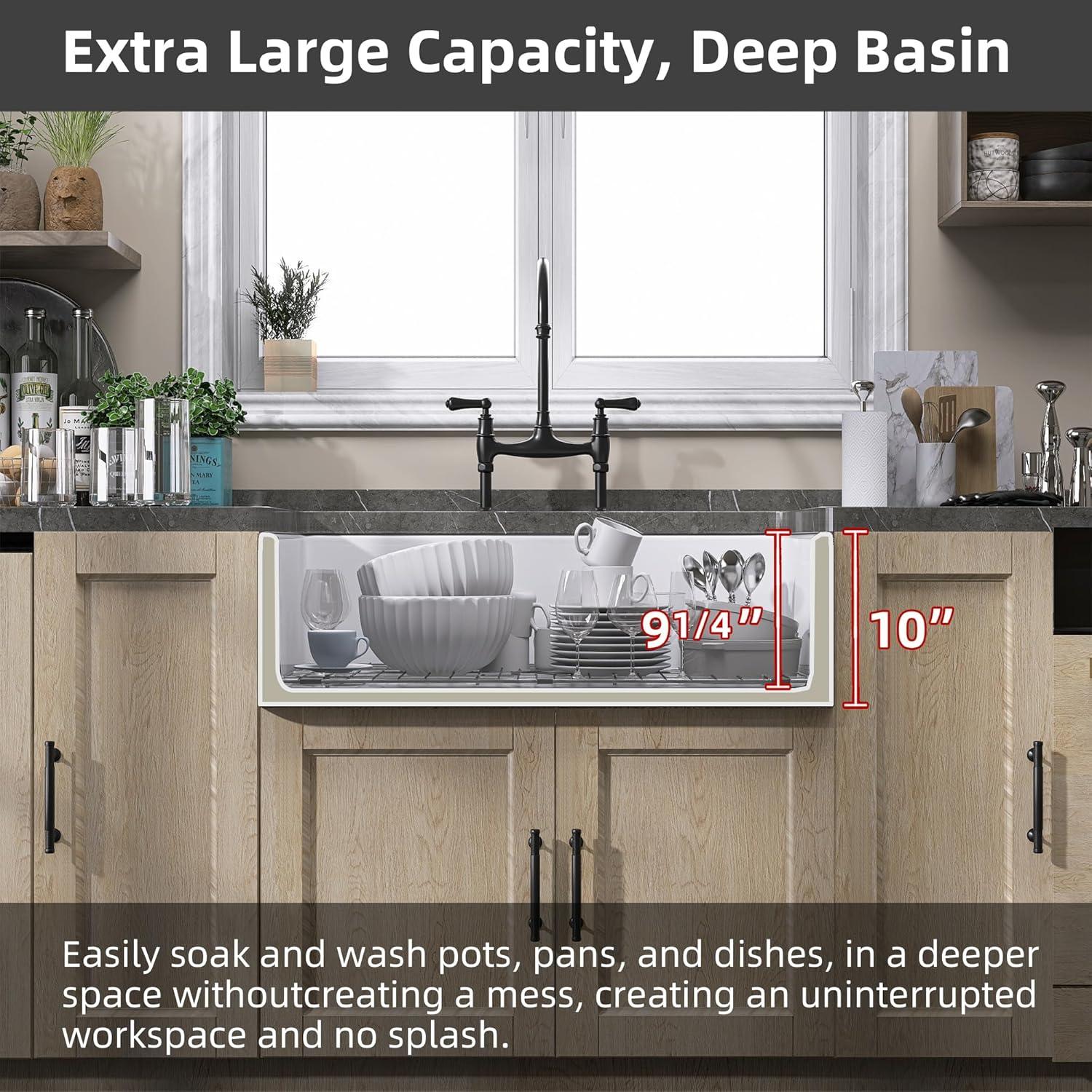 Small Farmhouse Sink 24 X18 White Fireclay Undermount Kitchen Sinks Deep Single Bowl Drop in Modern Apron Front Farm Sink For Kitchen with Protective Bottom Grid and Strainer