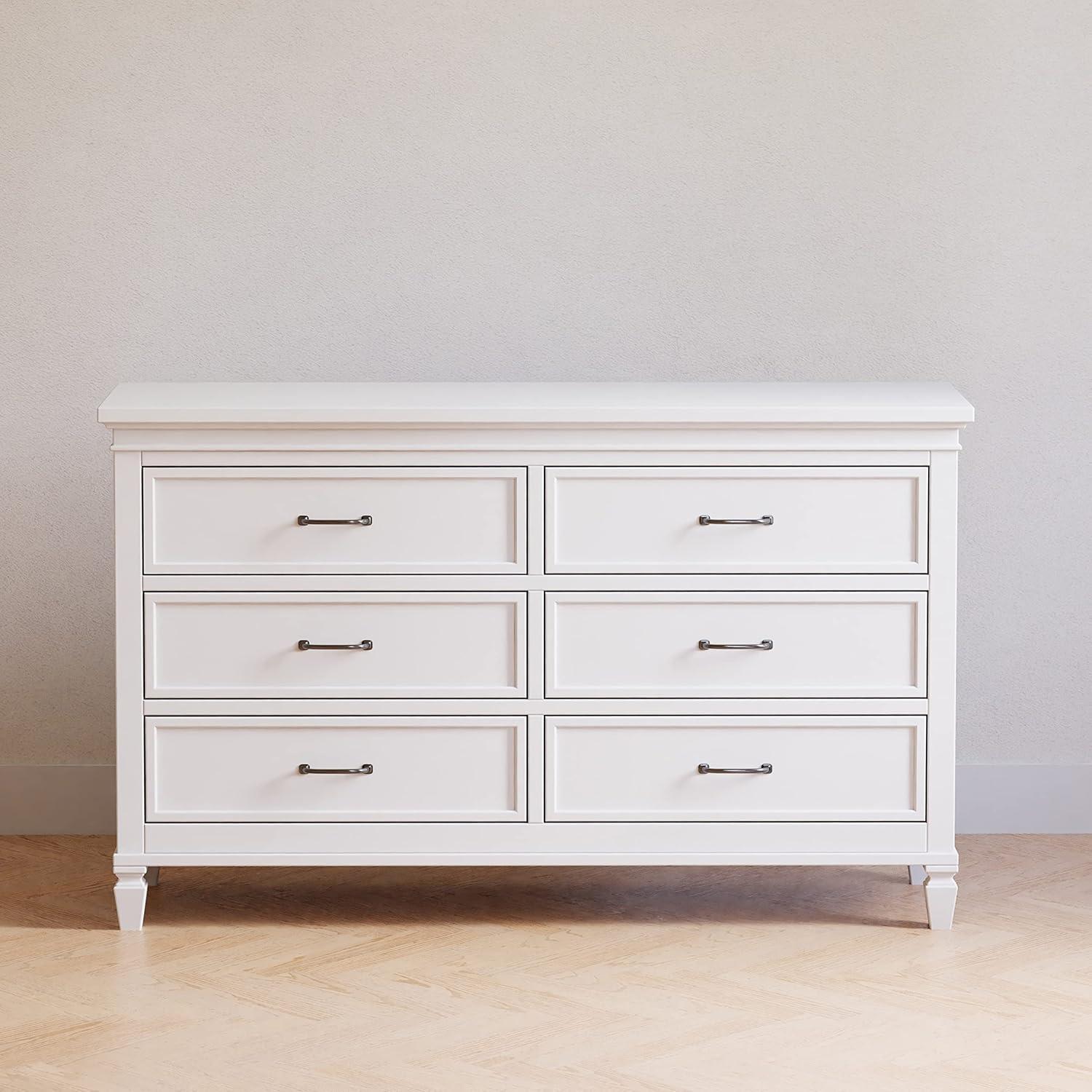 Elegant French Country Warm White 6-Drawer Nursery Dresser