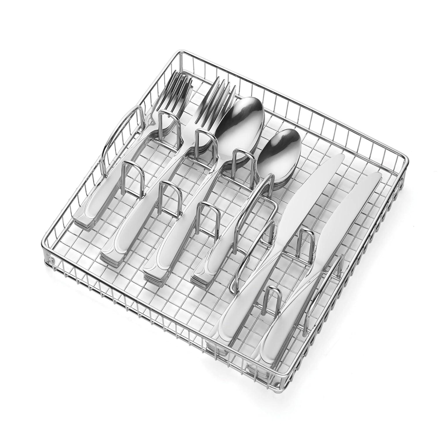 Cambridge Mena Frost 18/0 40-Piece Flatware Set with Chrome Buffet