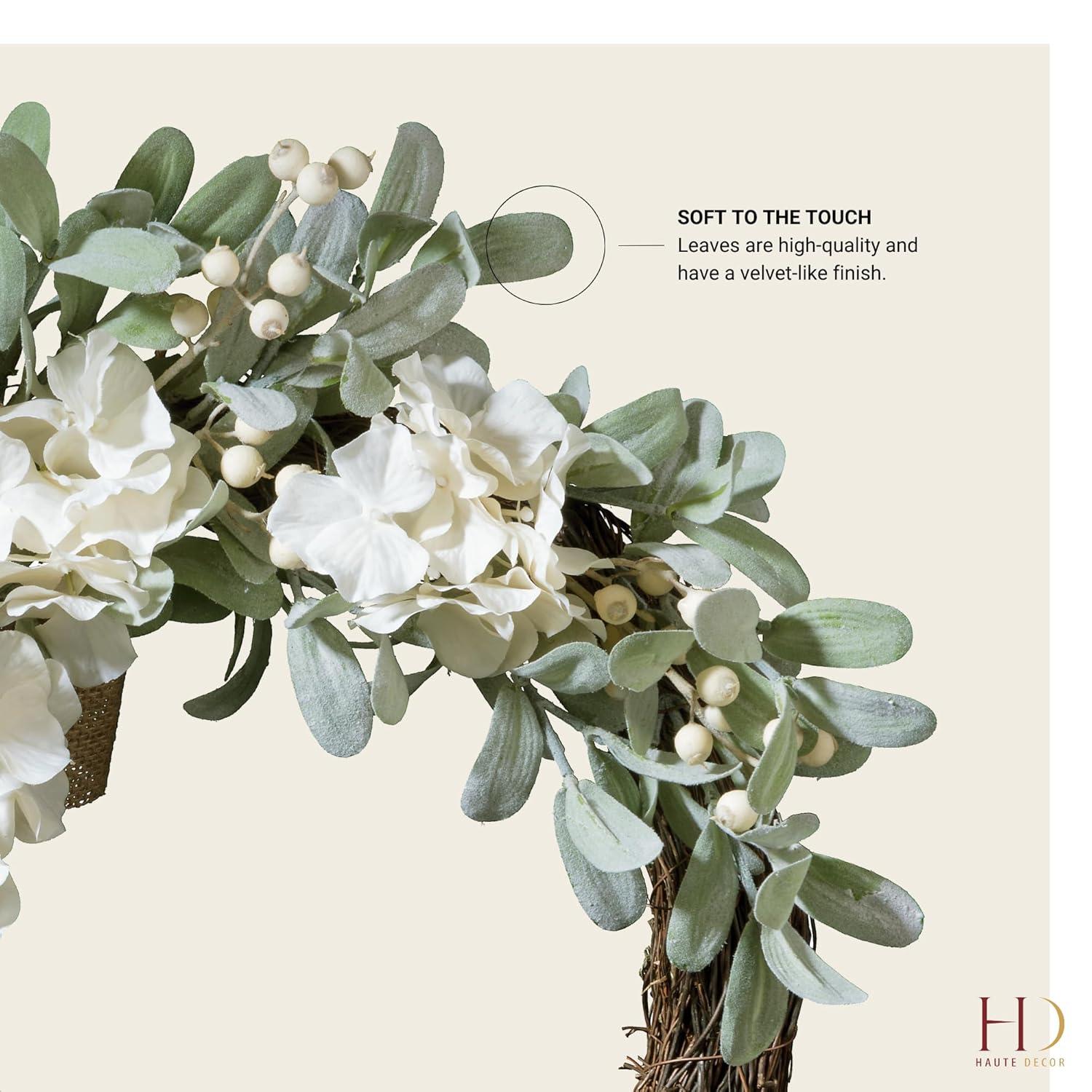 Haute Decor Faux Hydrangea 24'' Wreath