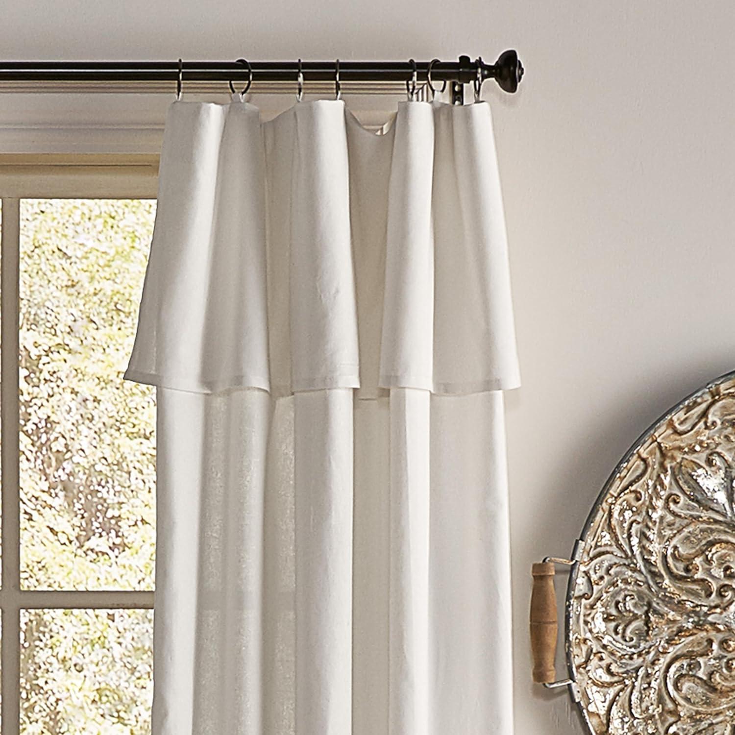 Mercantile Drop Cloth Light Filtering Ring Top Tab Farmhouse Curtain Panel with Valance Off White 63 Inches
