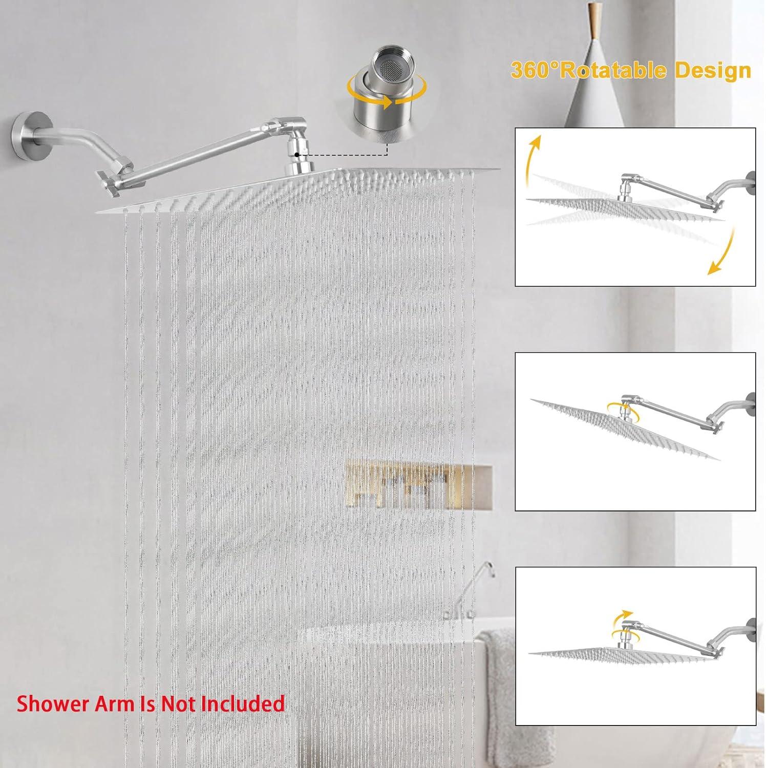 10-Inch Brushed Nickel Square Rainfall Shower Head