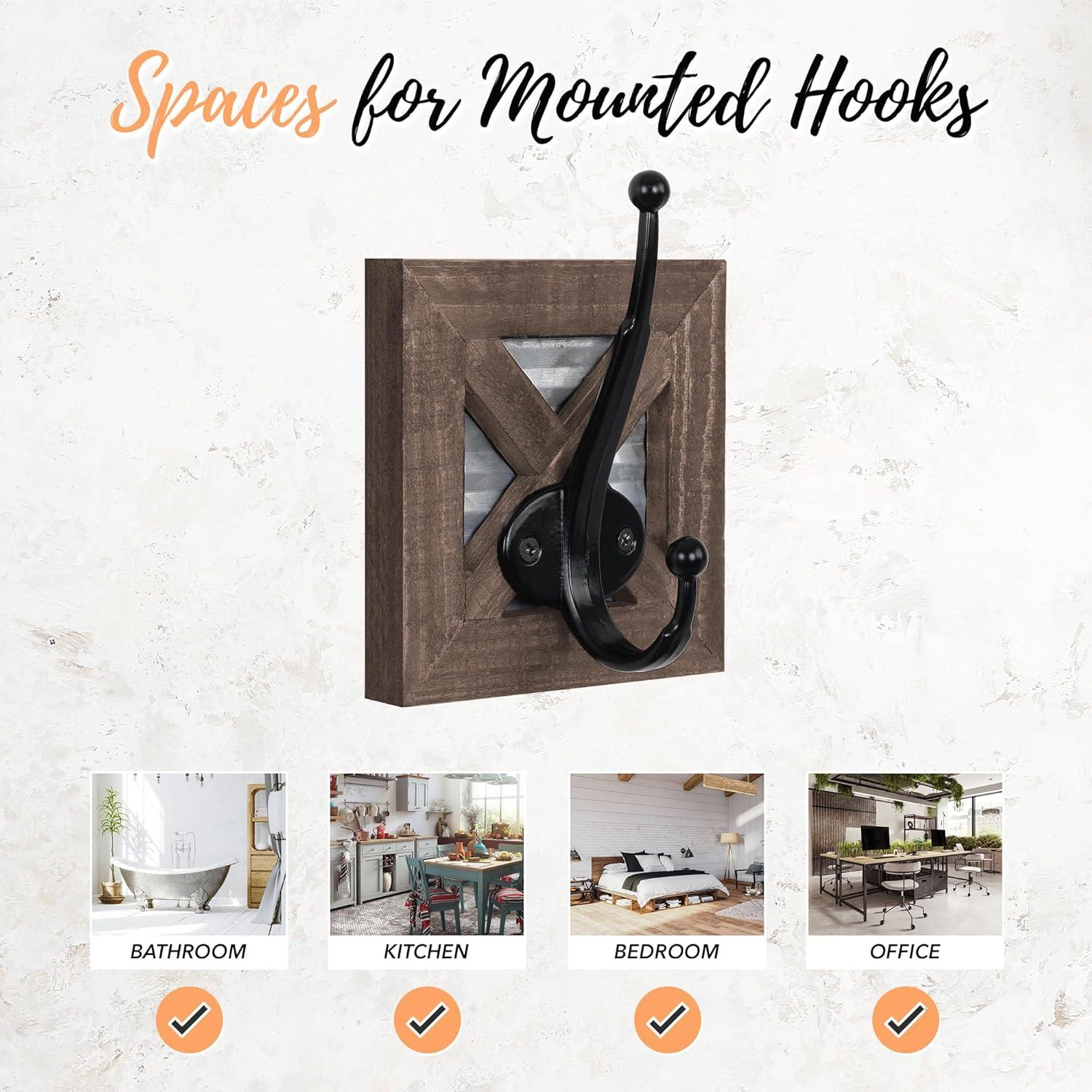 Autumn Alley RHK001 Rustic Farmhouse Wall Mounted Towel Hook Set - 2 Robe Hooks