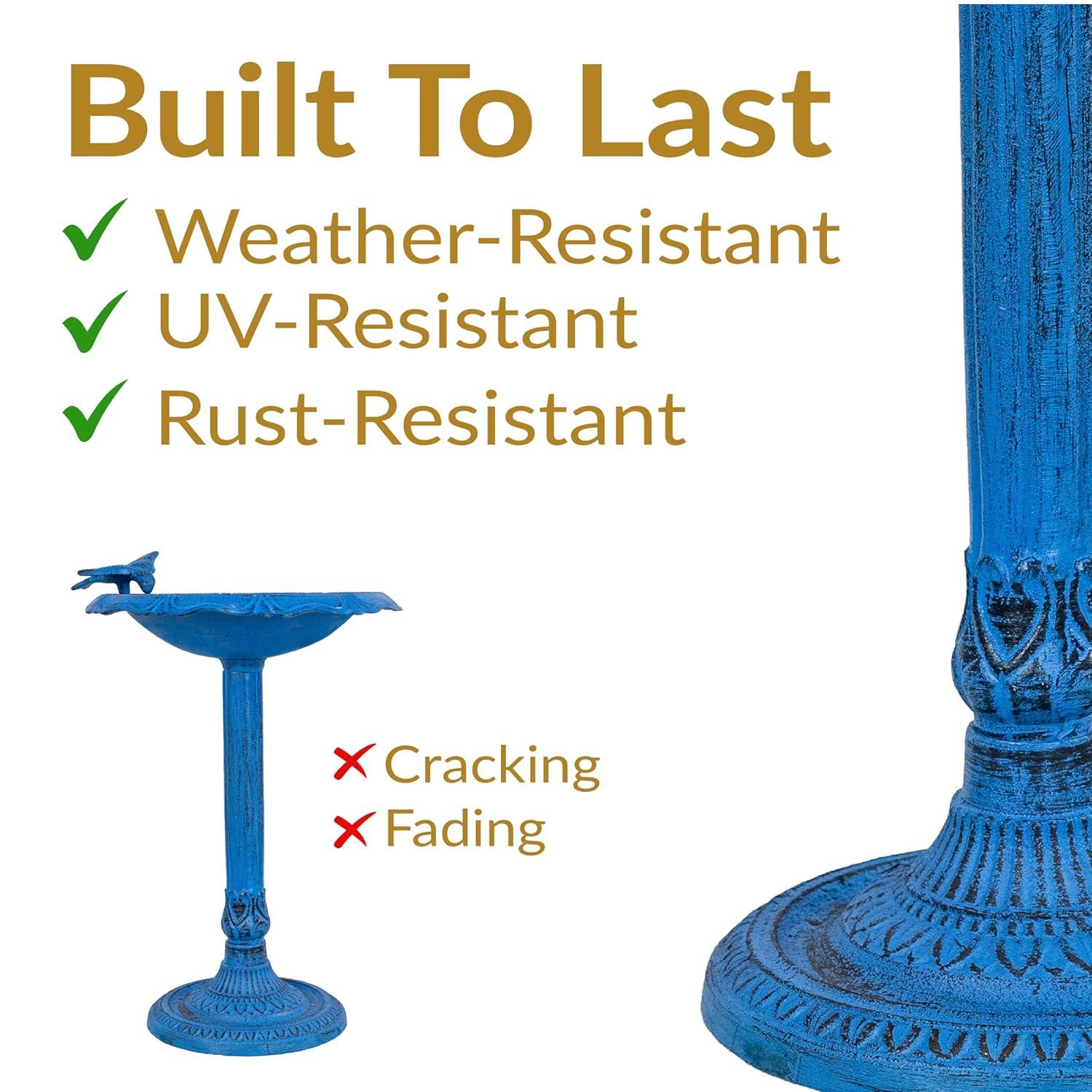 SunnyDaze Decor Garden Visitor Freestanding Cast Aluminum Outdoor Bird Bath & Reviews | Wayfair