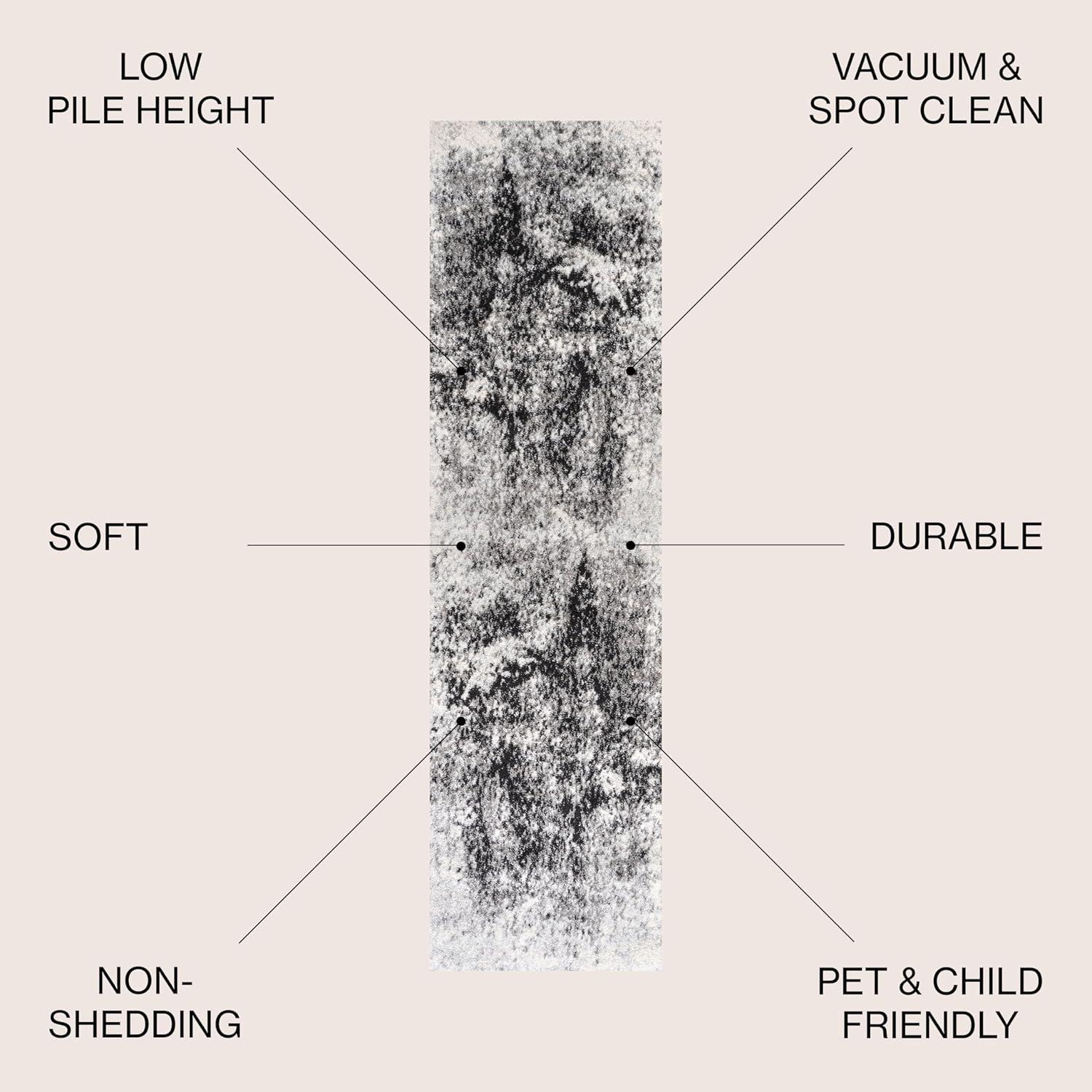 2'x8' Dune Modern Abstract Area Rug, Cream/Gray - JONATHAN Y