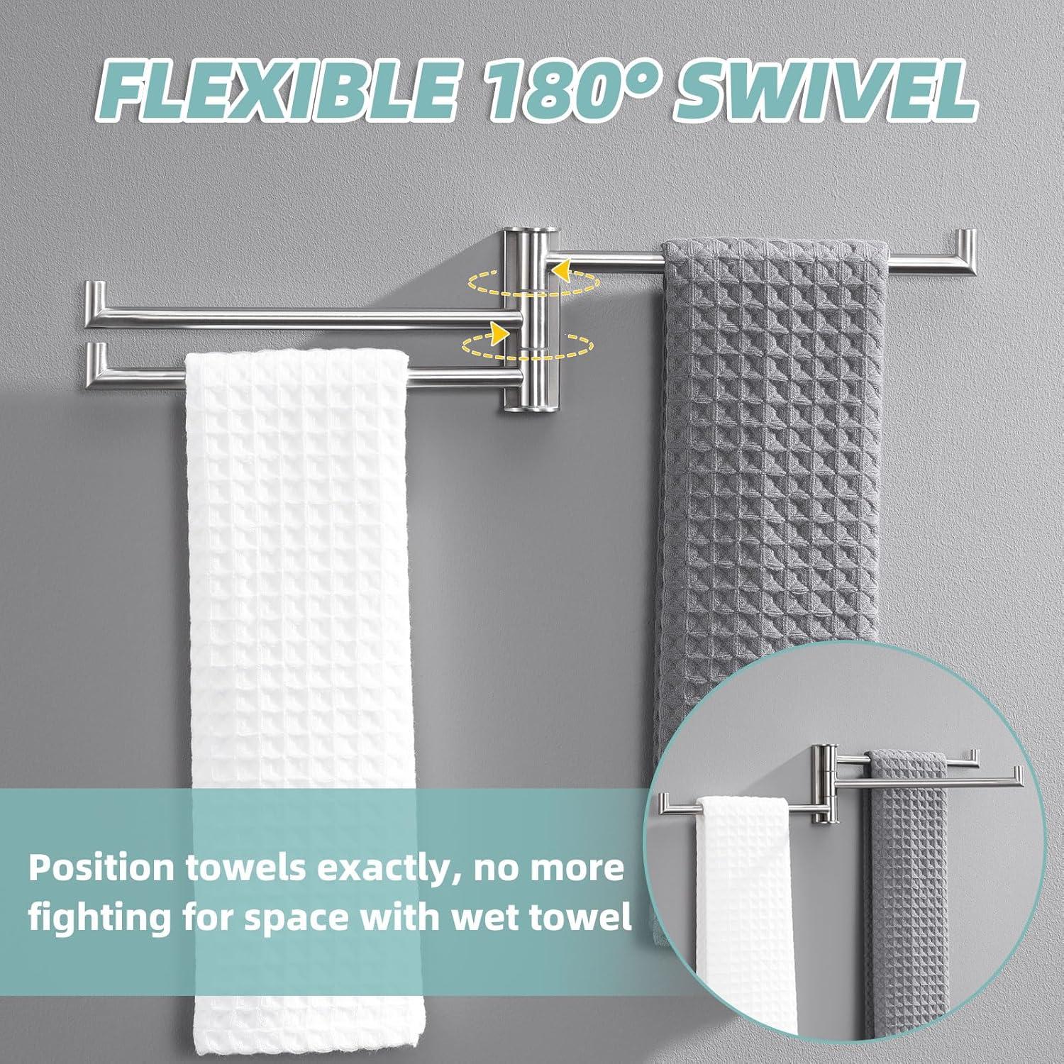 APLusee Foldable Towel Holder Swivel Towel Bar 304 Stainless Steel