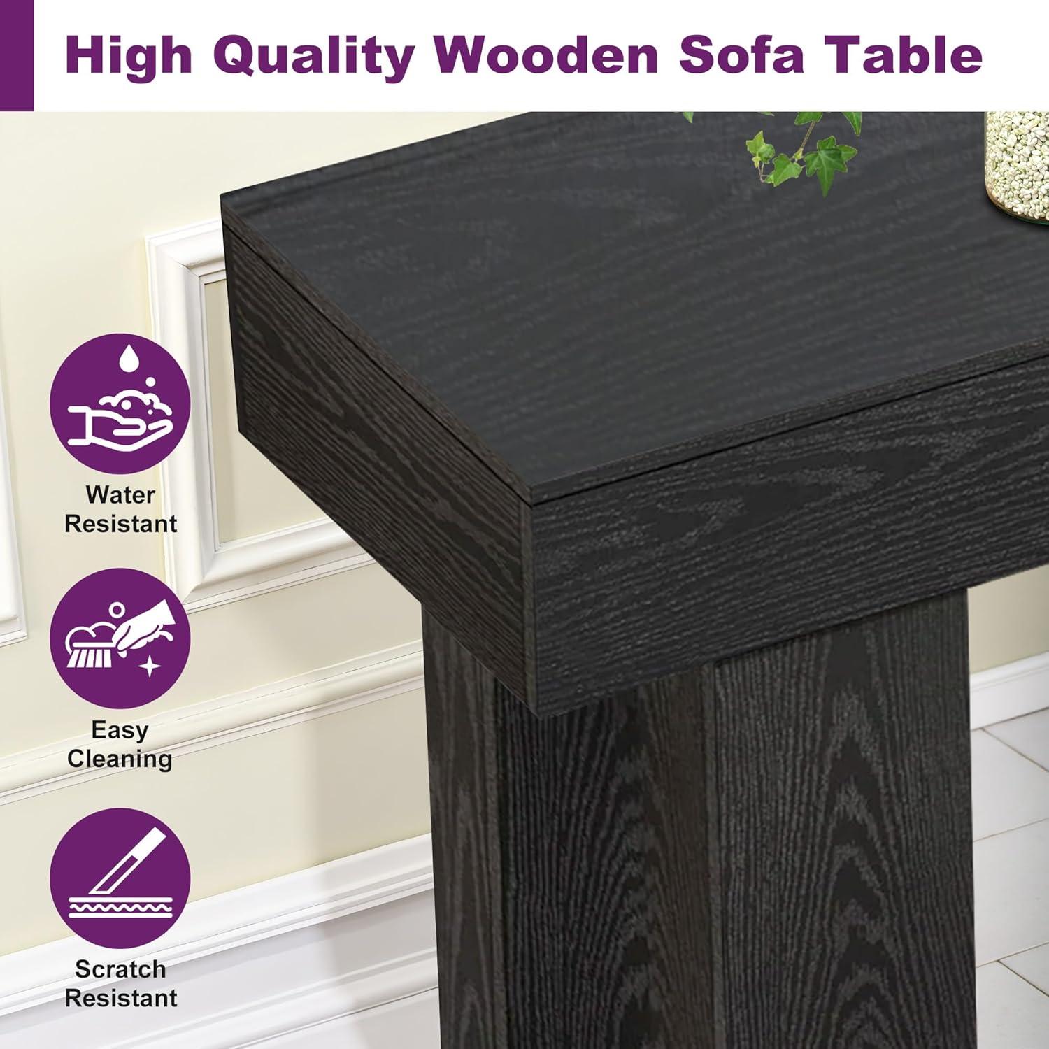 GIODIR 63 Inch Long Console Table, Rustic Wooden Sofa Table Behind Couch, Farmhouse Entryway Table, Industrial Accent Furniture For Entrance, Foyer, Hallway, Living Room