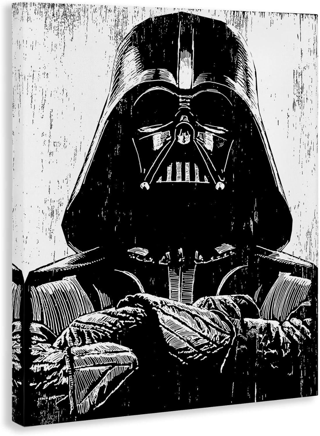 Black and White Darth Vader Abstract Canvas Wall Art