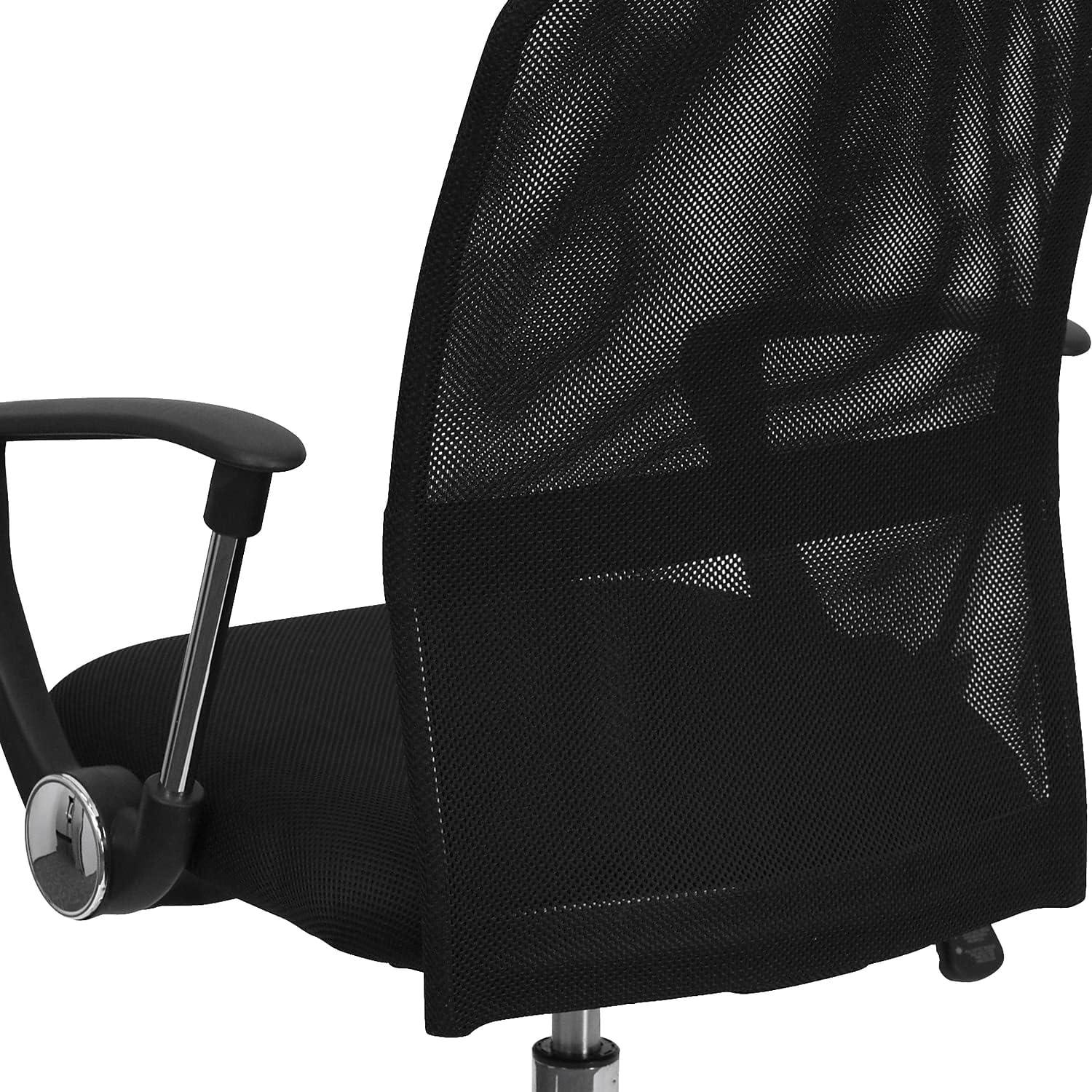 Flash Furniture Mid-Back Black Mesh Swivel Task Office Chair with Lumbar Support Band and Arms