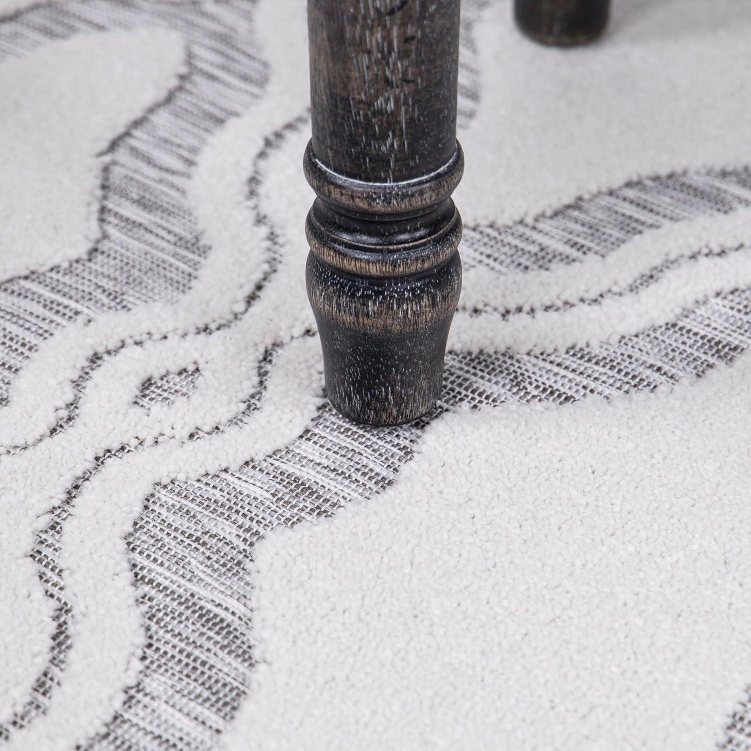 My Texas House Cotton Blossom Natural Gray High Low Indoor Outdoor Rug