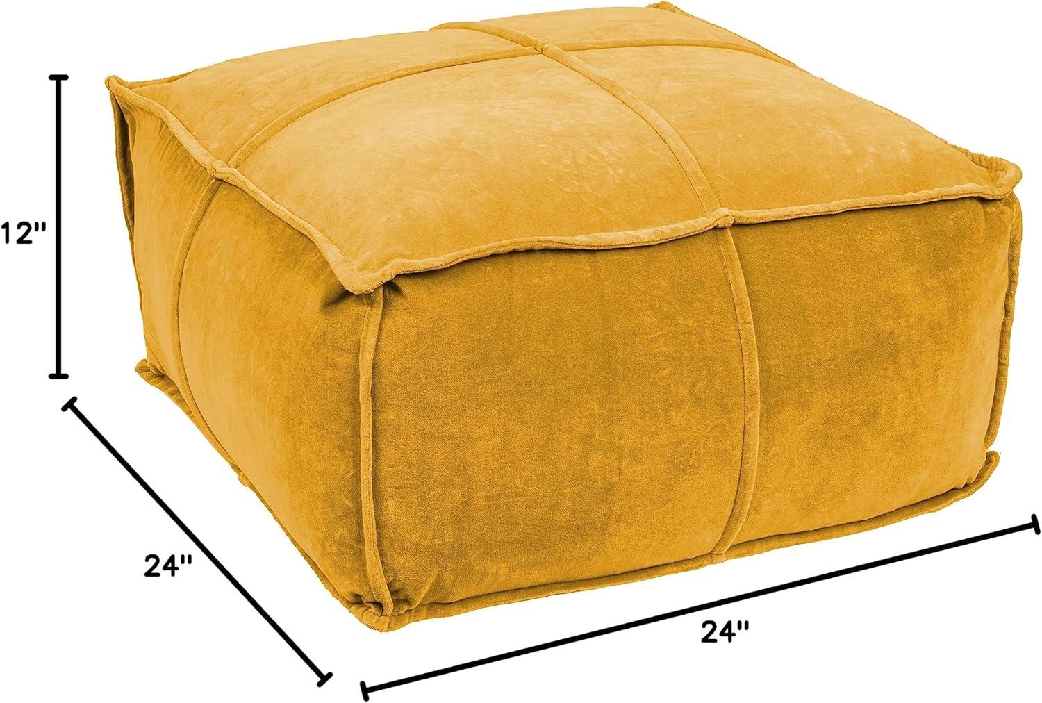 Storied Home Square Cotton Velvet Pouf