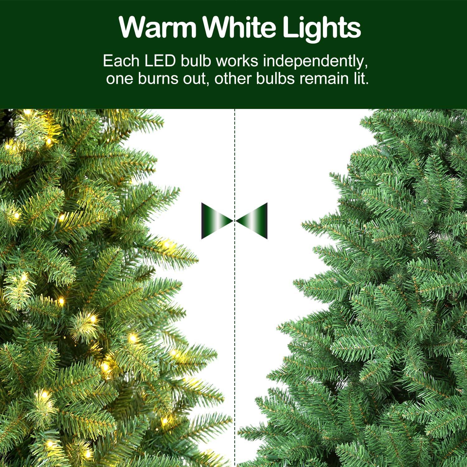 Zoplite 7.5ft Prelit Artificial Christmas Tree, Lighted Christmas Tree for Holiday Decor with 450 Warm White LED Lights, 1450 PVC Branch Tips, Metal Stand and Hinged Branches