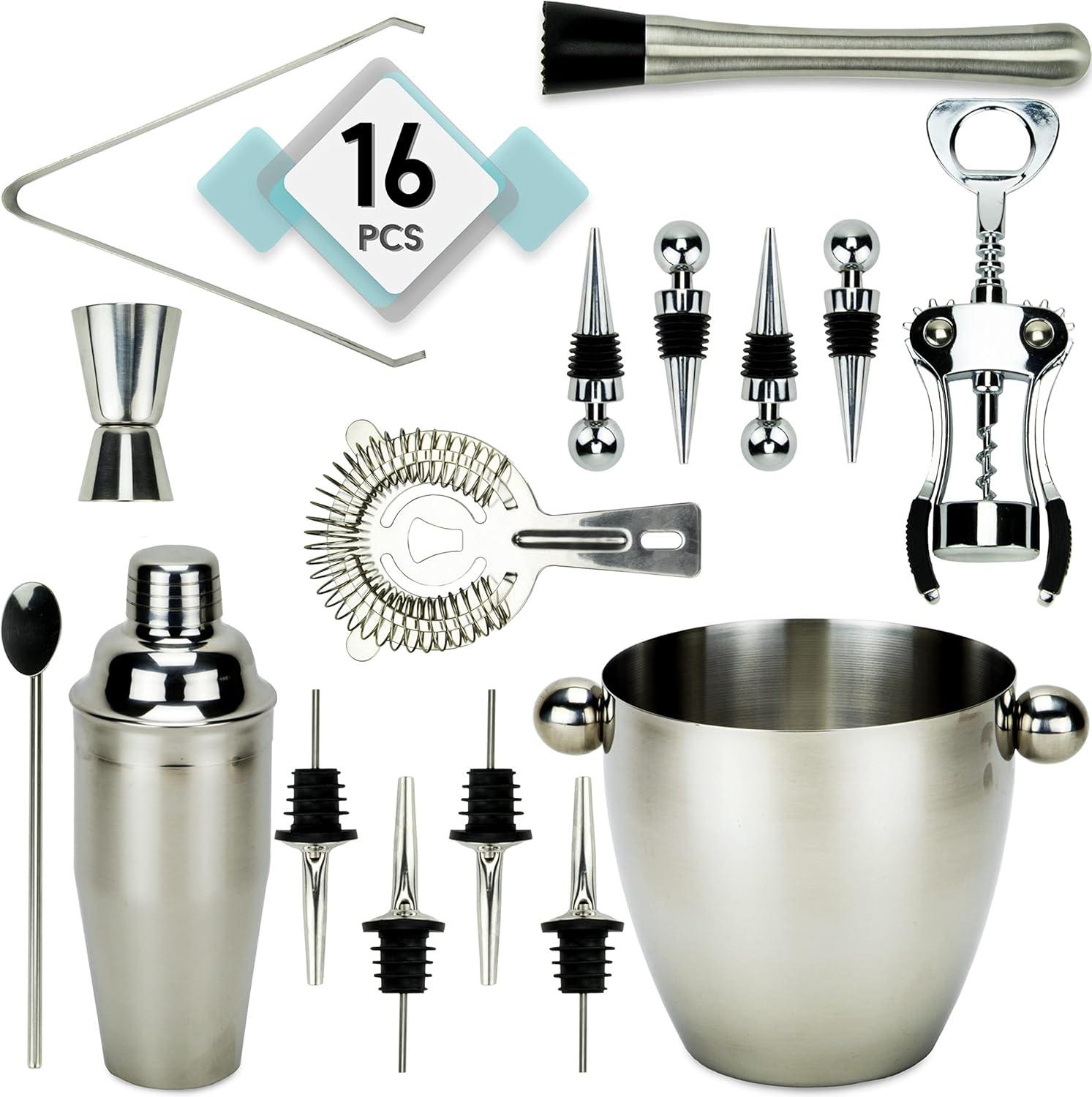 16 Piece-Stainless Steel Bar Set