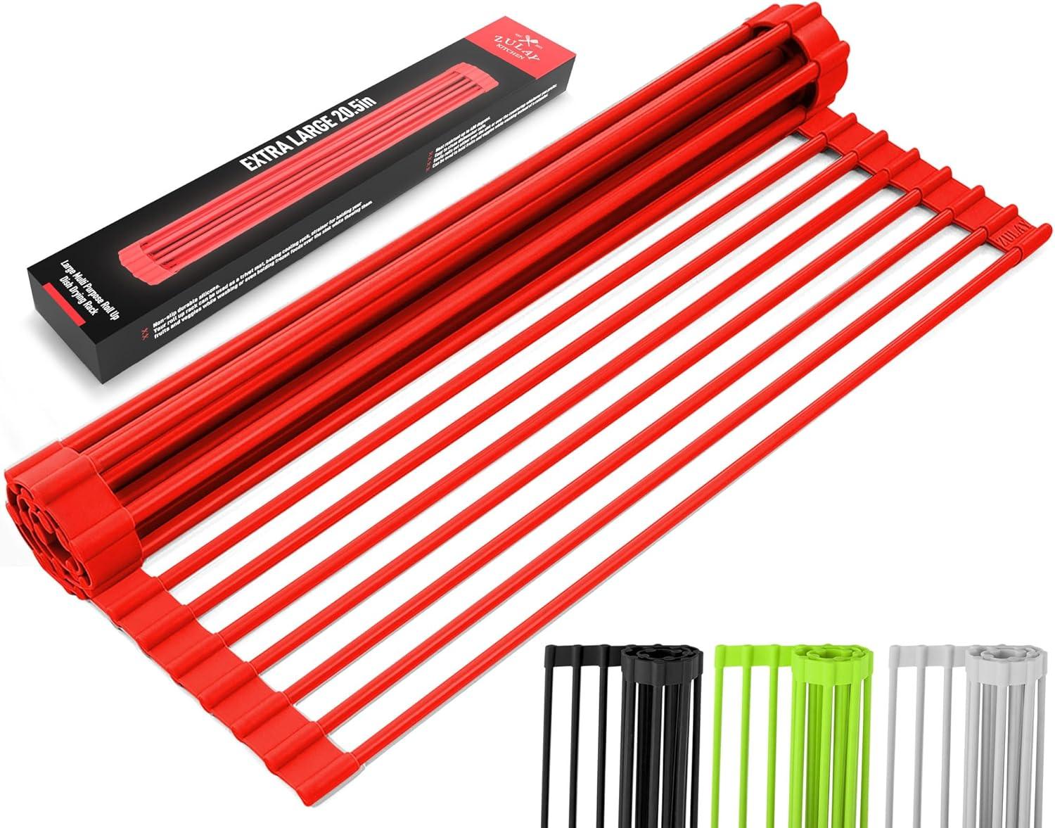 Zulay Kitchen Zulay Kitchen Large Roll Up Dish Drying Rack - Heavy Duty Silicone Wrapped Steel Rods Over Sink Dish Drying Rack