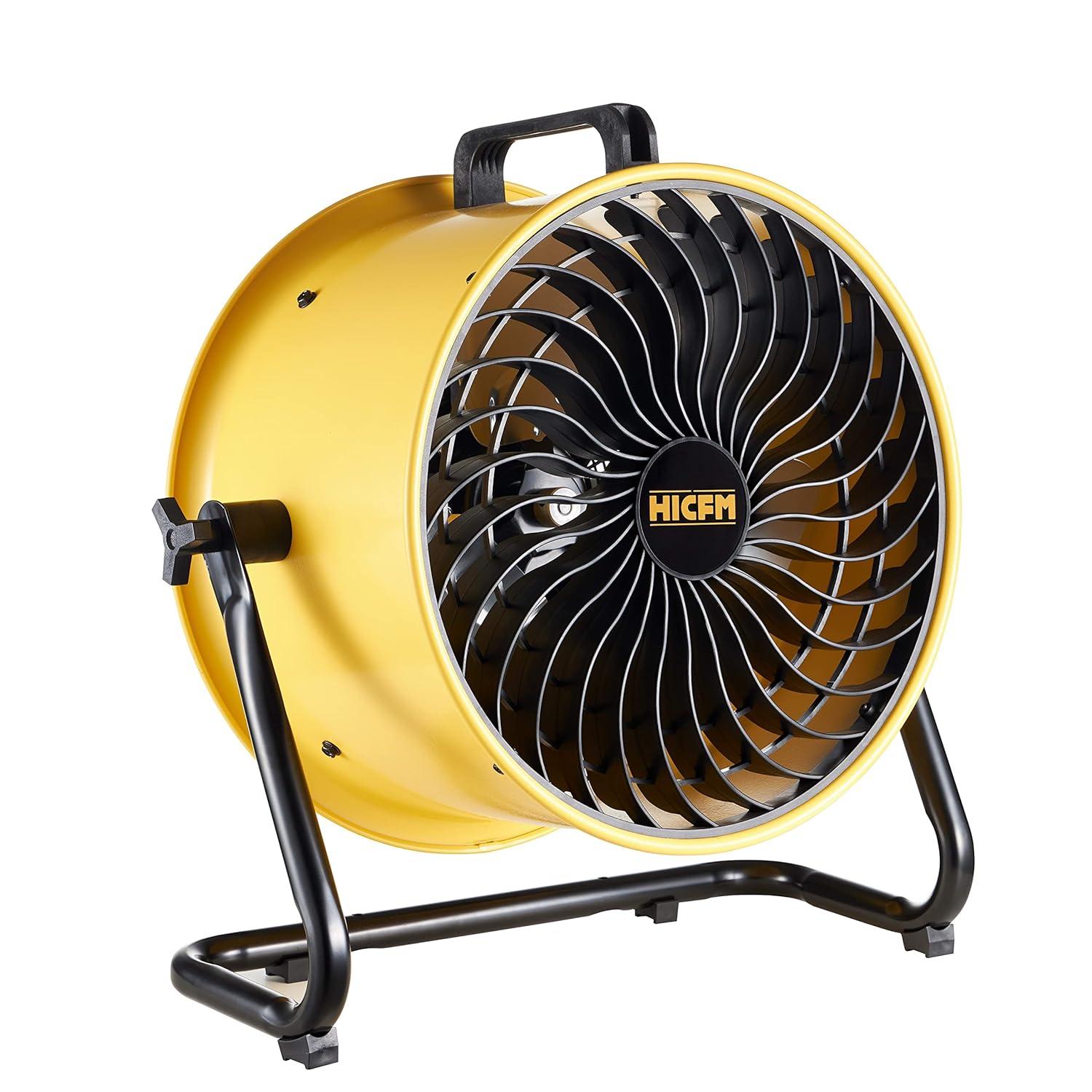 HiCFM 16" High-velocity Drum Air Circulator Fan 2800 CFM Large Airflow Turbo Shop Floor Fan with 360-degree Pivoting Head, 3-speed 1/4 HP Motor