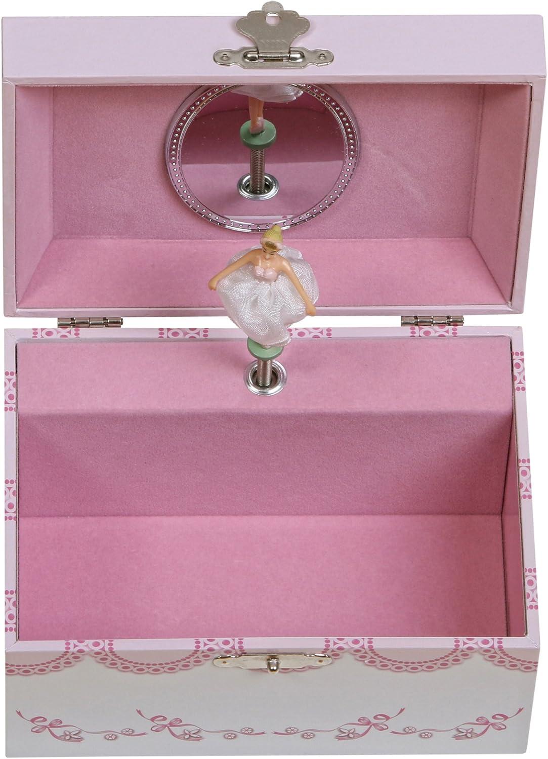 Clarice Pink and White Musical Ballerina Jewelry Box