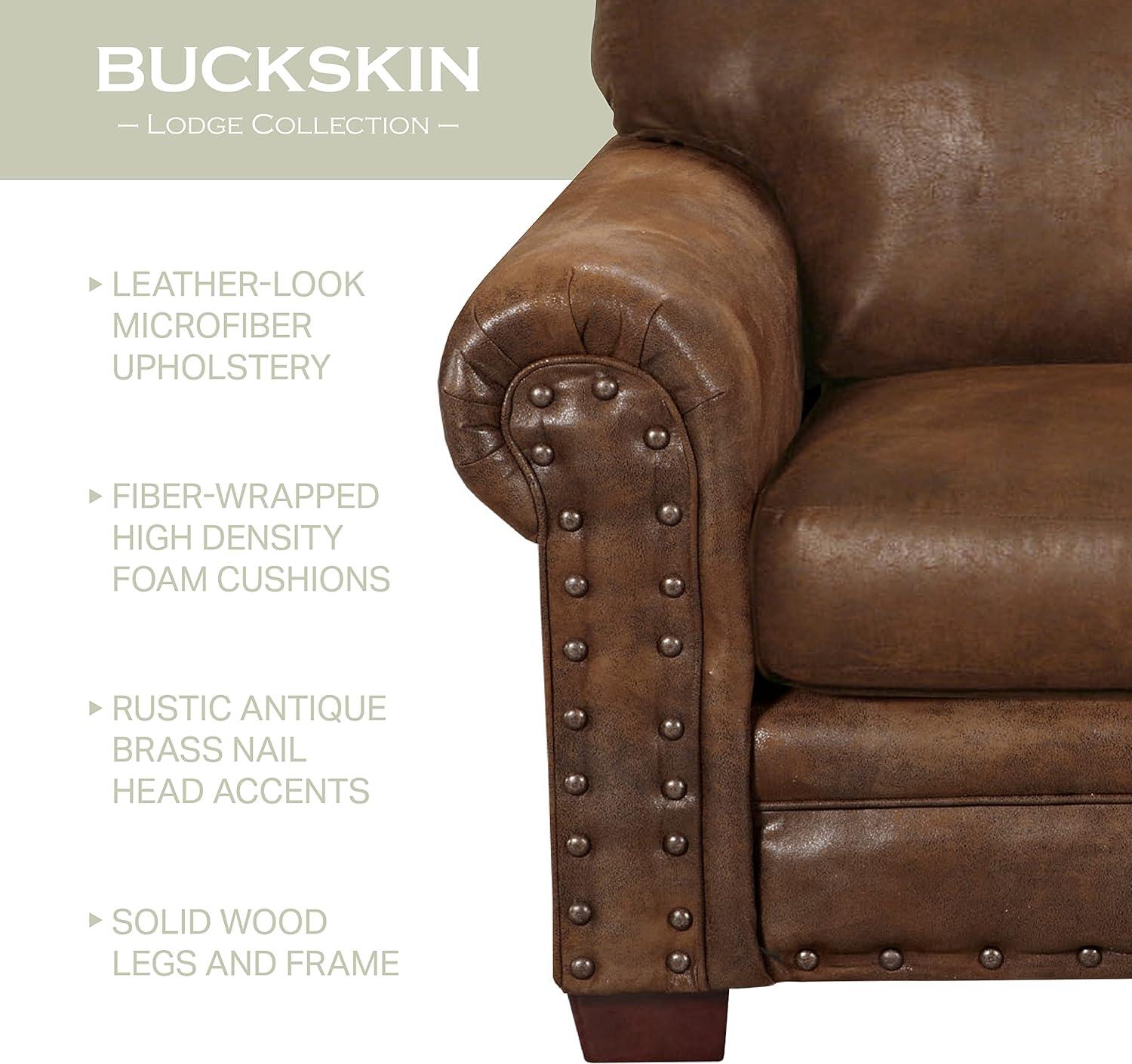 Buckskin Elegance Rustic Brown Microfiber Arm Chair with Antique Brass Accents