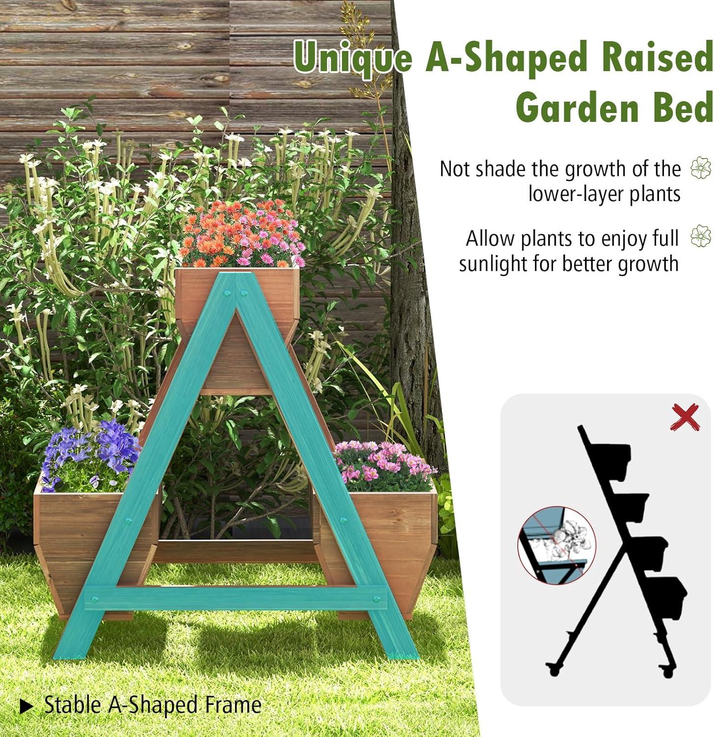 Spaco Vertical Raised Garden bed with 3 Wooden Planter Boxes-S, Outdoor Elevated Flower Box for Backyard/Patio/Gardener