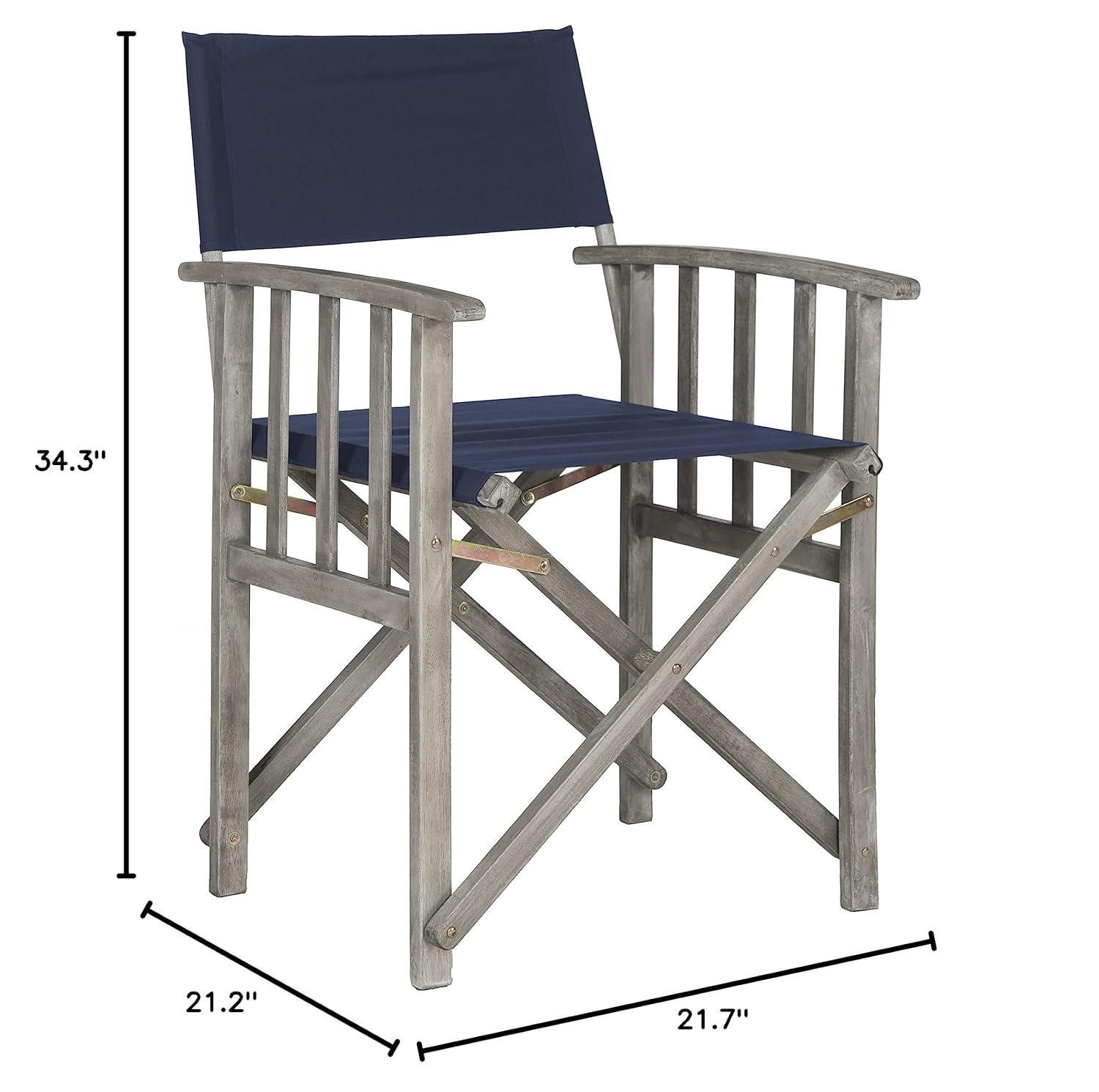 Laguna Director Chair Indoor/Outdoor (Set Of 2) - PAT7004 - Grey/Navy - Safavieh