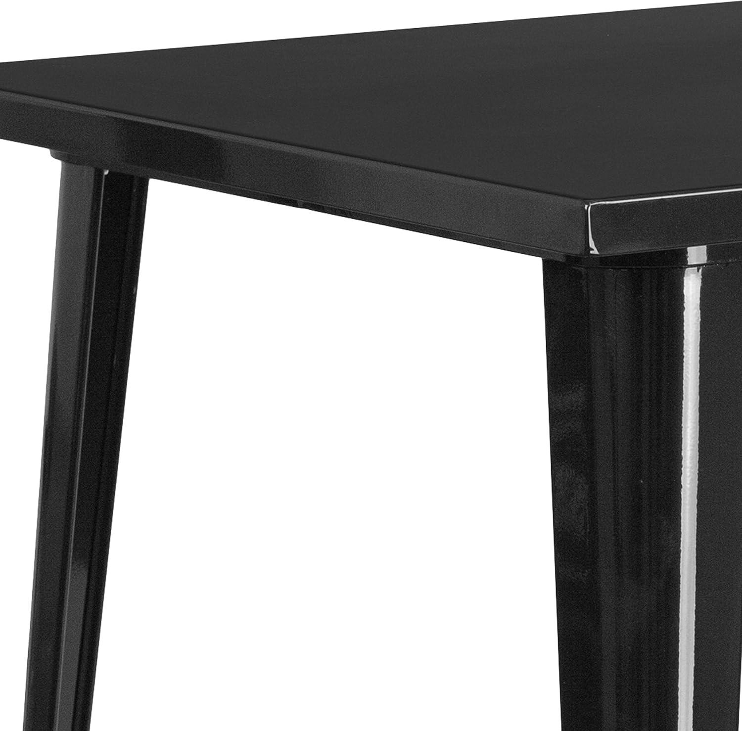 Emma and Oliver Commercial Grade 31.5" Square Black Metal Indoor-Outdoor Bar Height Table