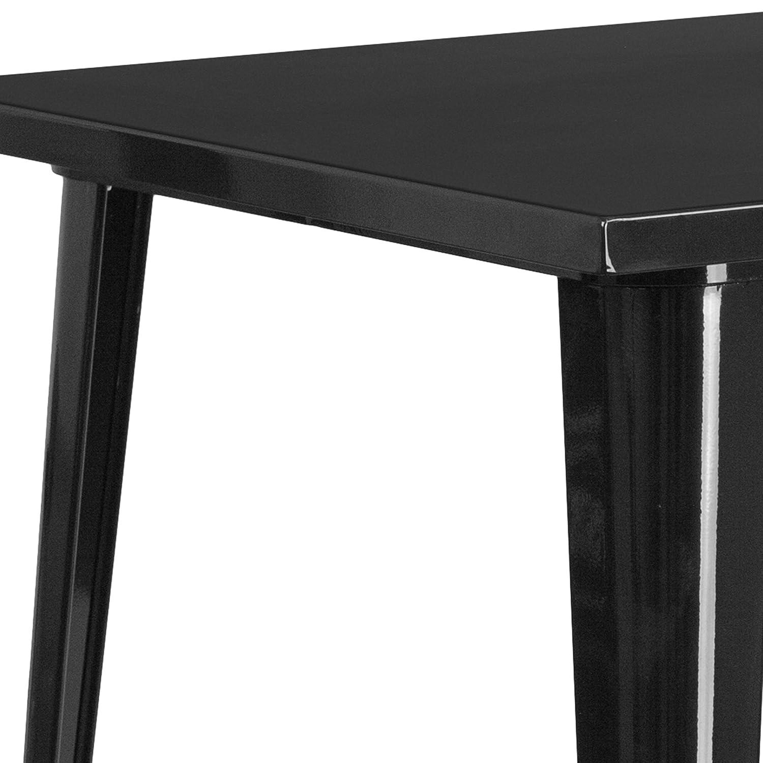 Emma and Oliver Commercial Grade 31.5" Square Black Metal Indoor-Outdoor Bar Height Table