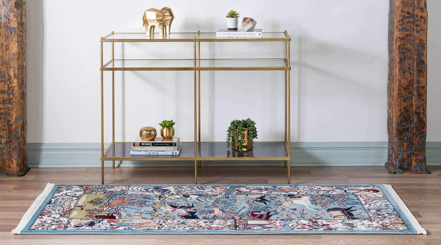 Unique Loom Narenj Birmingham Area Rug ,Blue ,3'x13'