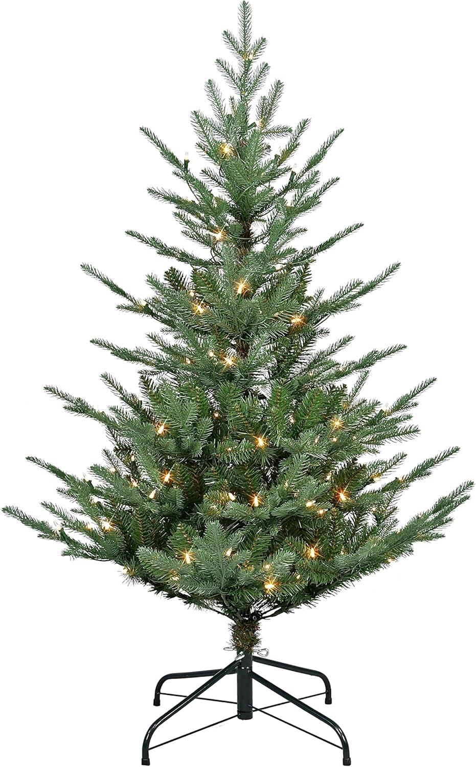 4.5 ft Pre-Lit Green Spruce Artificial Christmas Tree with Clear Lights