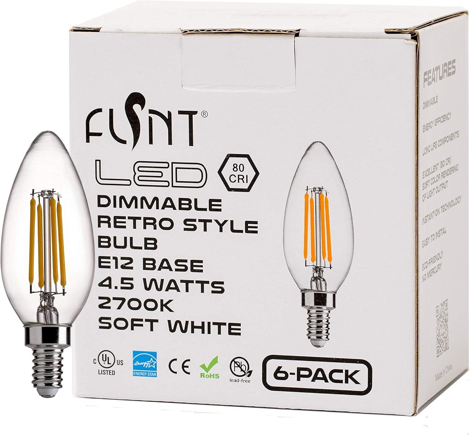 Dimmable Warm White LED Filament Chandelier Bulbs, 6-Pack