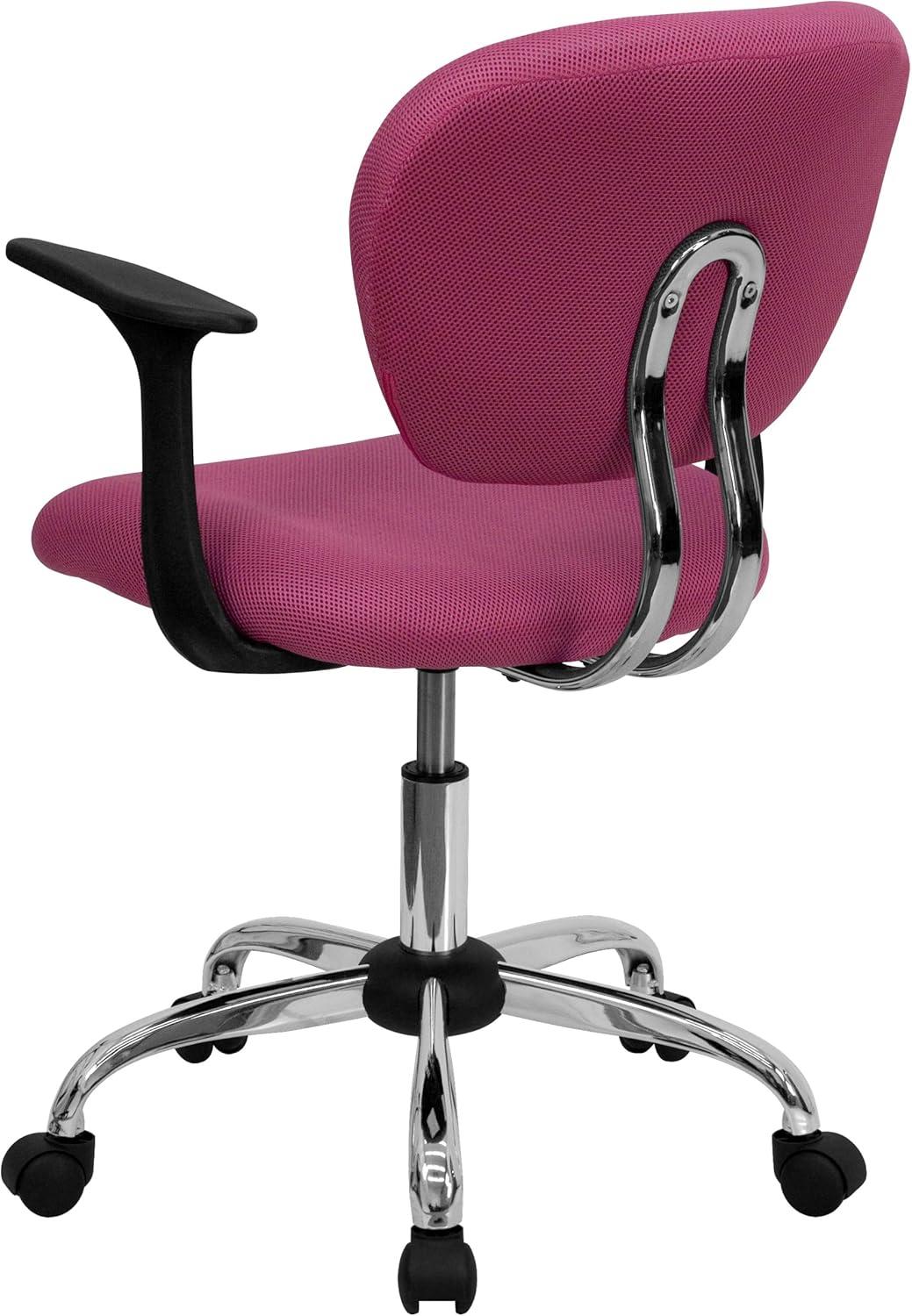 Swivel Mid-Back Pink Mesh Task Chair with Chrome Base