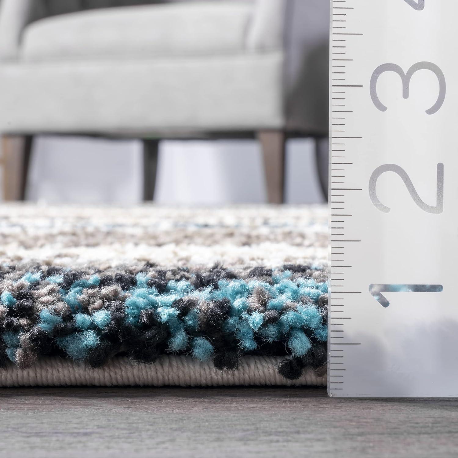 nuLOOM Classie Hand Tufted Shag Area Rug, 3' x 5', Blue Multi