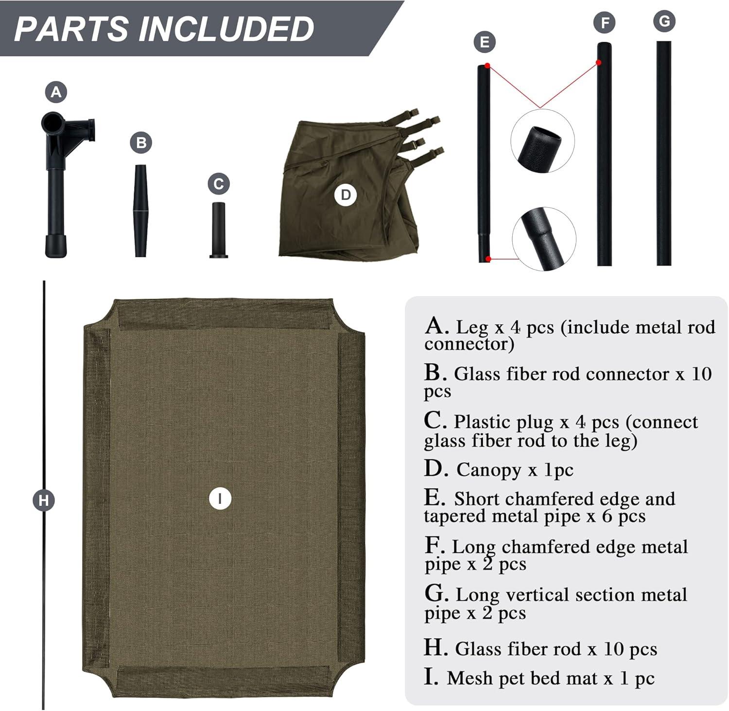 Tucker Murphy Pet™ Elevated Dog Bed With Canopy, Outdoor Dog Cot With Removable Canopy Shade Tent, Raised Pet Cot