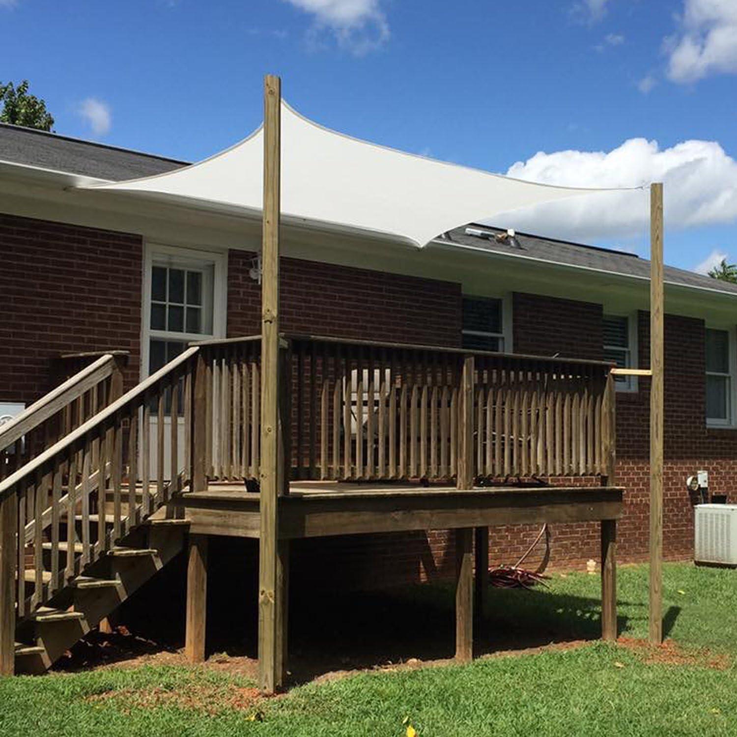 Khomo Gear 8 x 12 Ft White Rectangle Shade Sail, UV Resistant