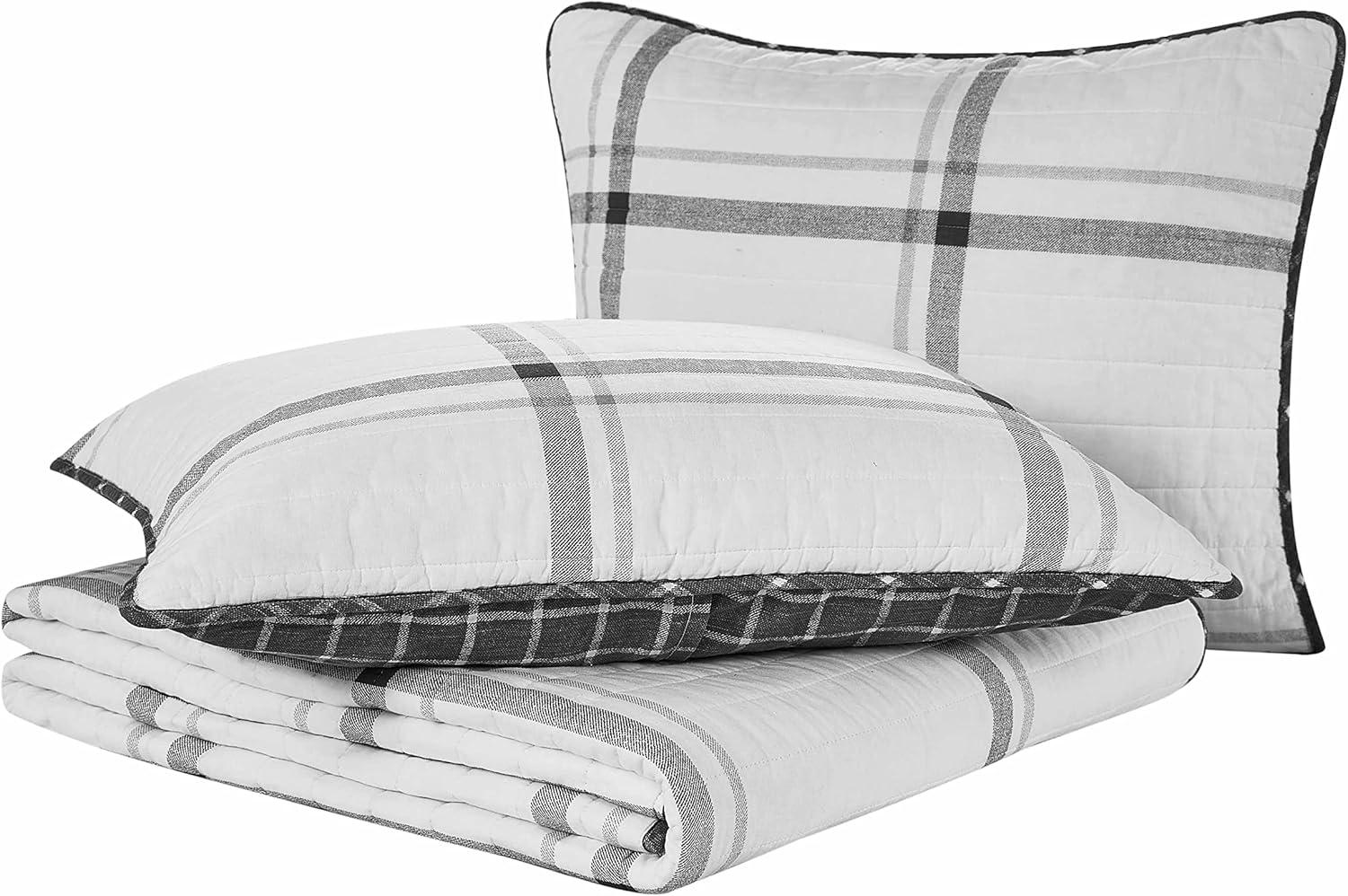 Nautica Fleetville Cotton Reversible Grey Quilt Set